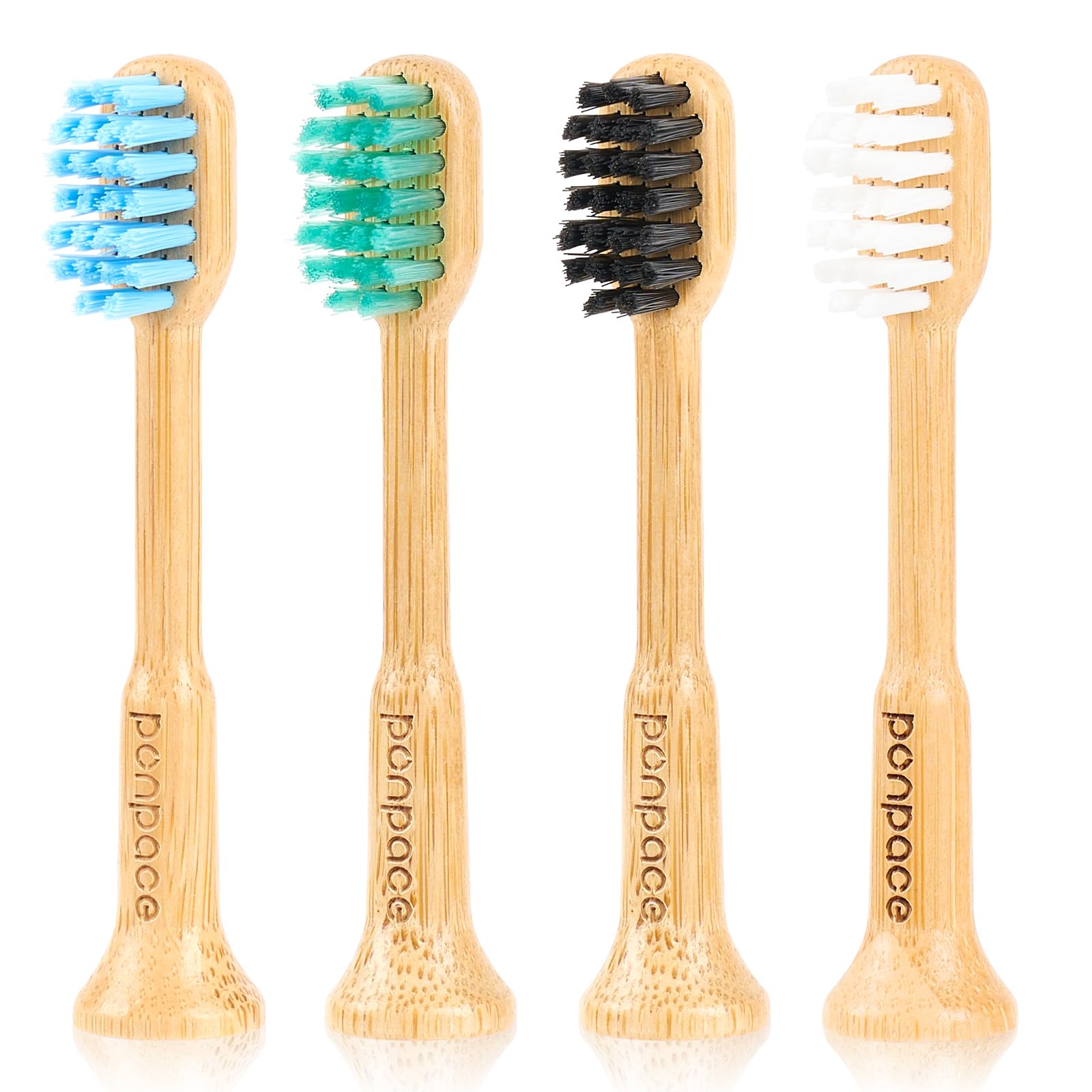 PONPACE Bamboo Toothbrush Heads Compatible with Philips One by Sonicare, Soft Castor-Oil Bristles, Biodegradable Toothbrush Replacement Heads,