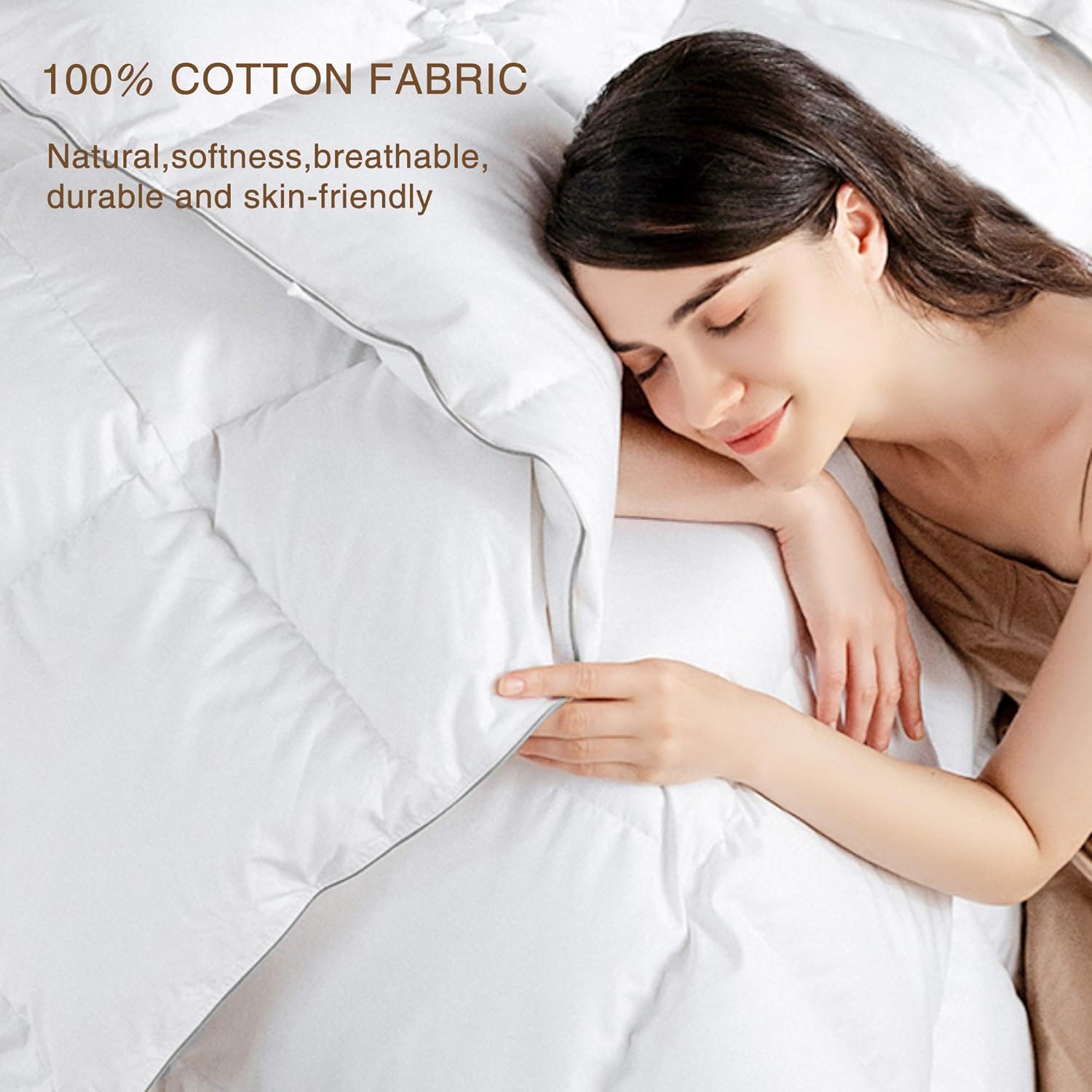 DOMDEC Goose Down Quilted Comforter, 100% Egyptian Cotton Duvet Insert, 450 Fill Power European Down Feather Fill (White, Twin/Twin XL) : Home & Kitchen