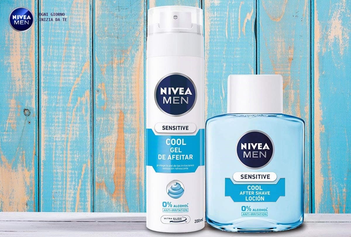 NIVEA MEN Sensitive Cool Lozione After Shave in confezione da 6 (6 x 100 ml), con 0% alcool per lenire le irritazioni, lozione lenitiva per la cura della pelle sensibile