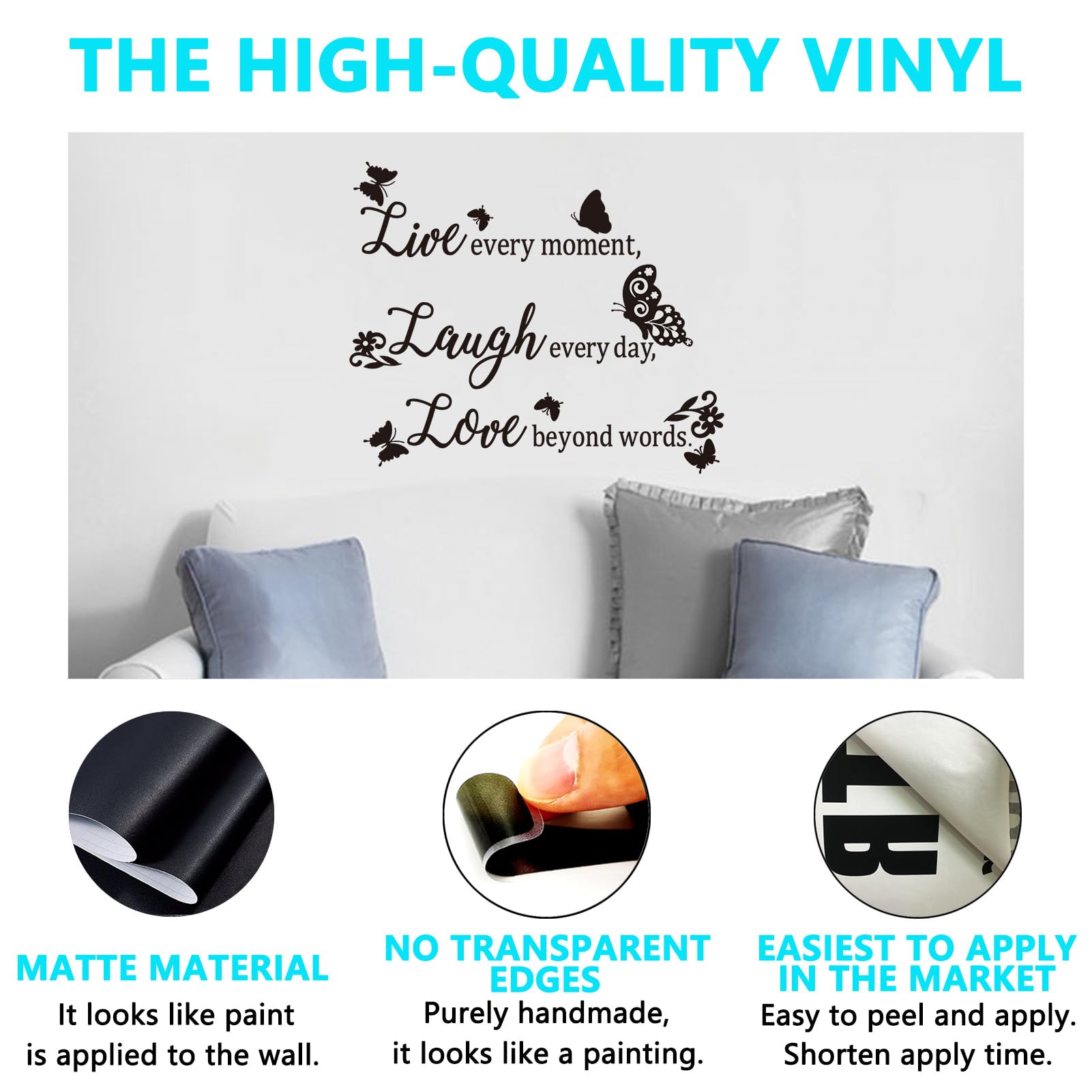 Motivational Home Wall Decals for Bedroom: Inspirational Family Quotes Vinyl Art Wall Stickers for Living Room Kitchen Apartment Bathroom - Image 2