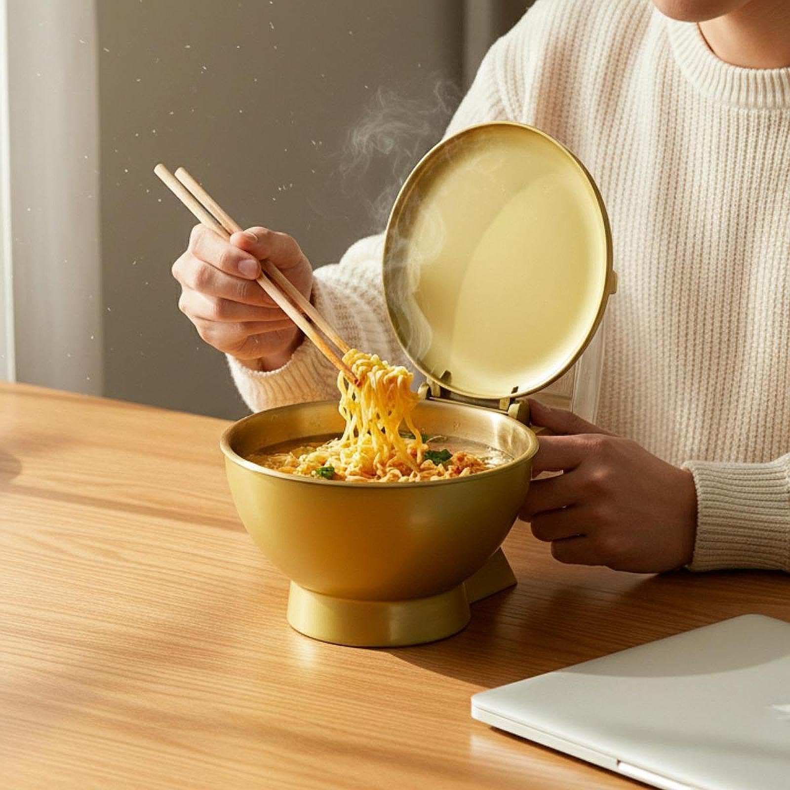 Schüssel für Ramen Nudeln, Lebensmittelbehälter, Griffig, Nudelkocher für Ramen Nudeln, Auch für Milch, Obst Und Reis Geeignet