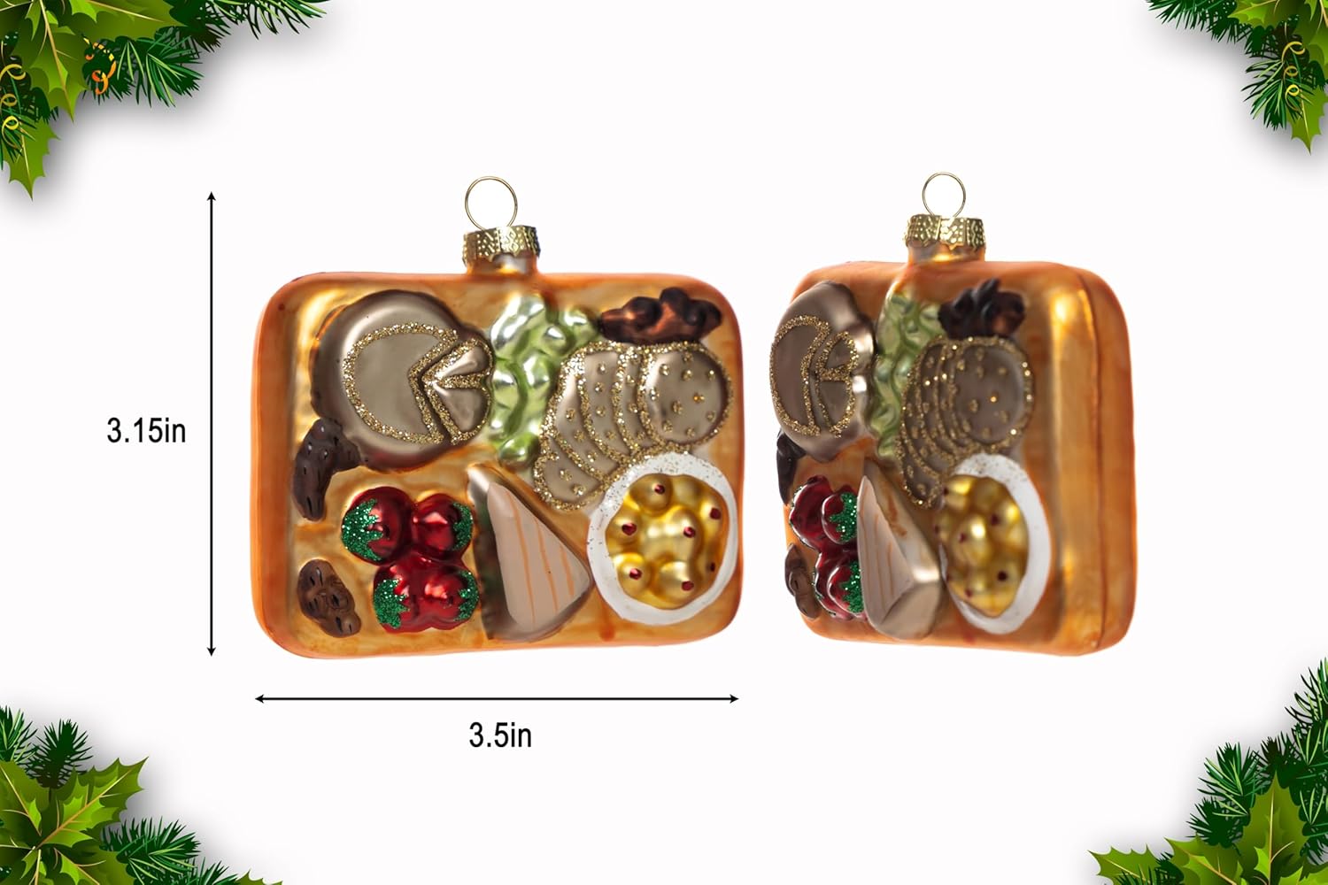 2pcs Blown Glass Charcuterie Board Ornaments for Christmas Tree - Image 3