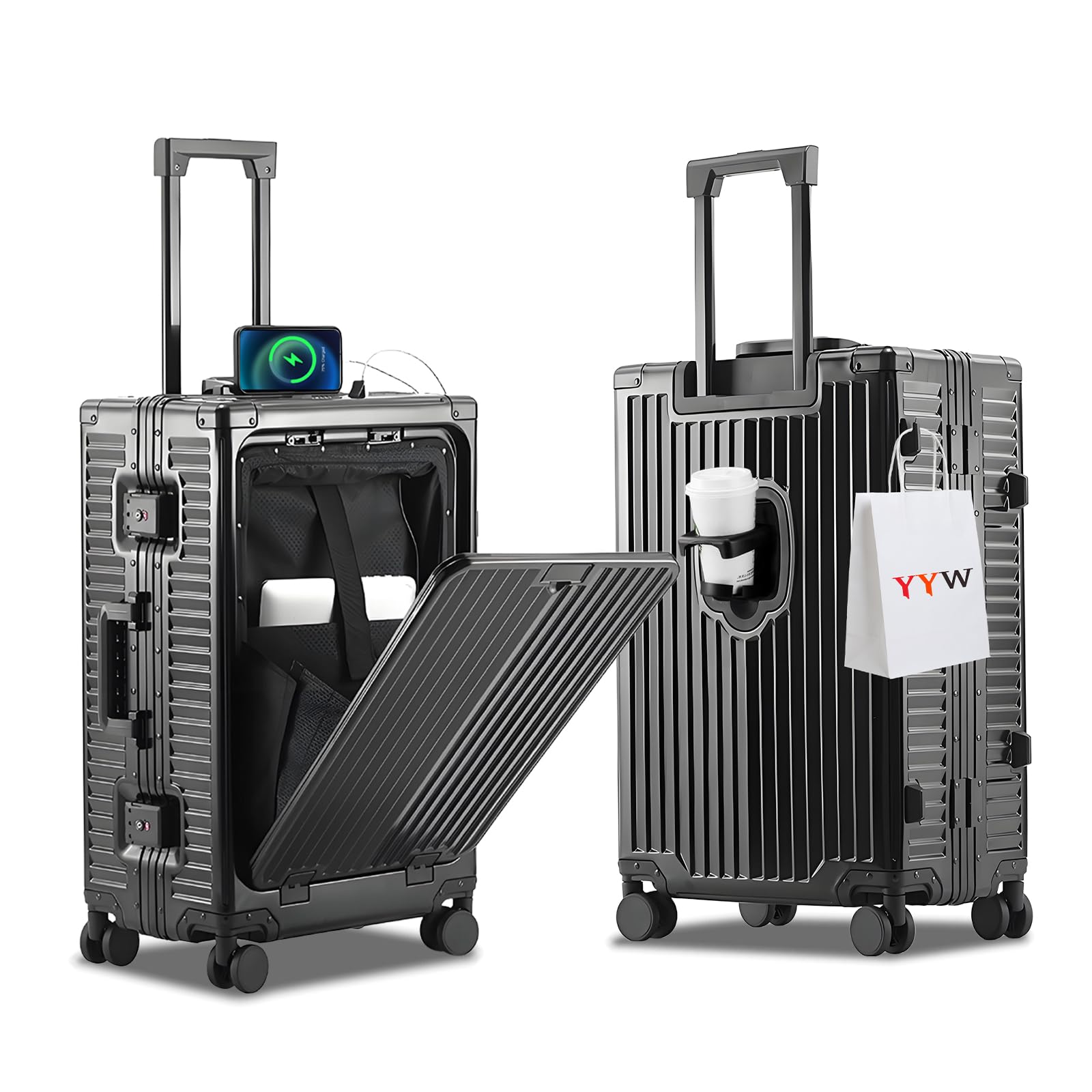 Photo 1 of YYW Hard-shell Rolling Suitcase - Black, 20-inch
