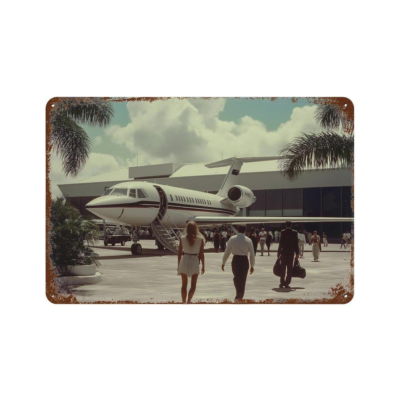 xiaoxiaoshen Jet at Airport, Photography Prints Wall Decor Art Metal Tin Poster Modern Home Decor Art Home Bar Shop Decorations Vintage Sign 20x30cm