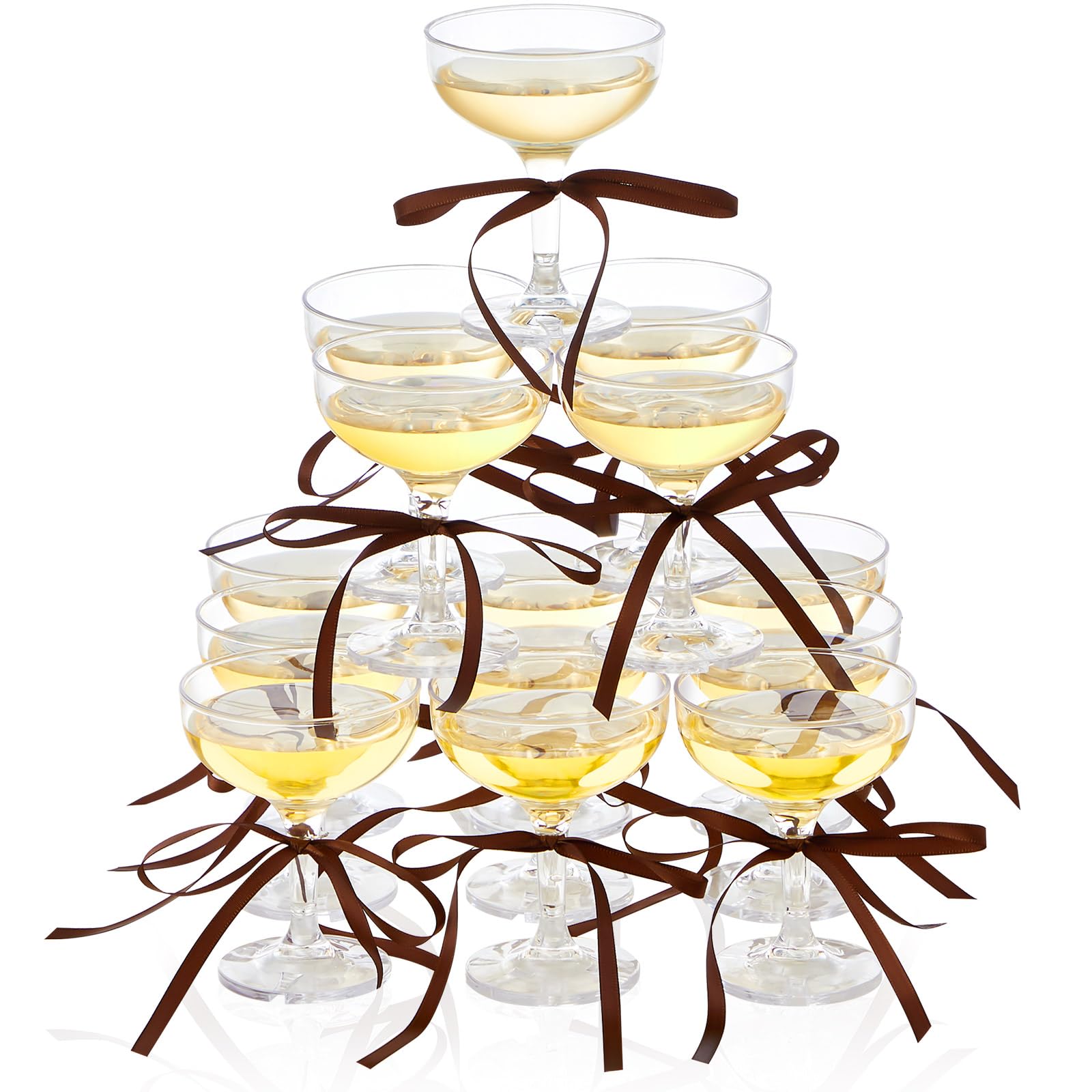 Maxdot 20 Set A Tini Bit Older Espresso Martini Birthday Party Supplies 5 oz Plastic Martini Glasses Acrylic Coupe Glasses Champagne Tower with Bows