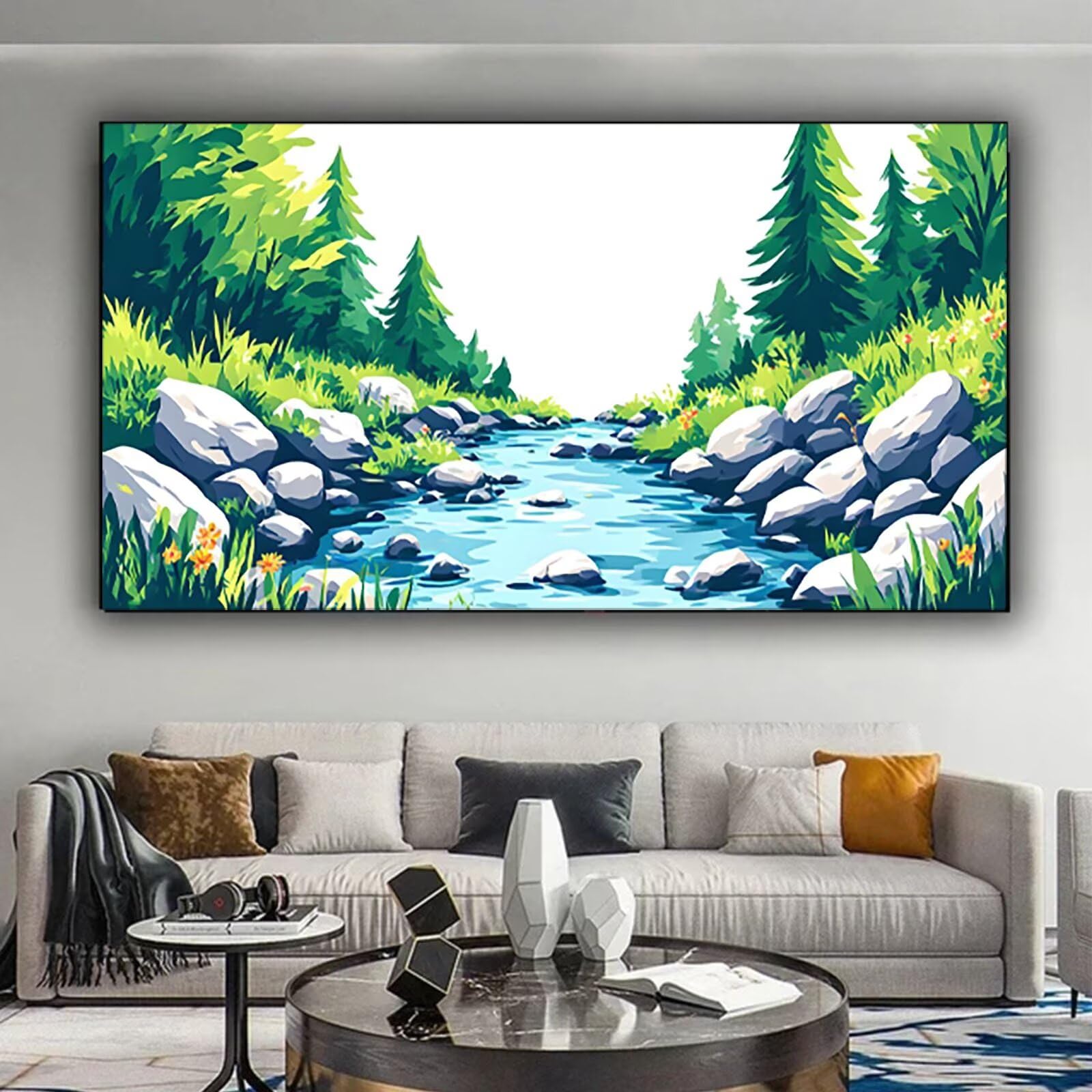 Malen nach Zahlen Kinder Landschaft, Malen Nach Zahlen Erwachsene, Geschenke für Mädchen Junge Bastelset, Malen nach Zahlen Baum | Malen nach Zahlen Ohne Rahmen, (60x120cm) Bastelset Erwachsene 4-U