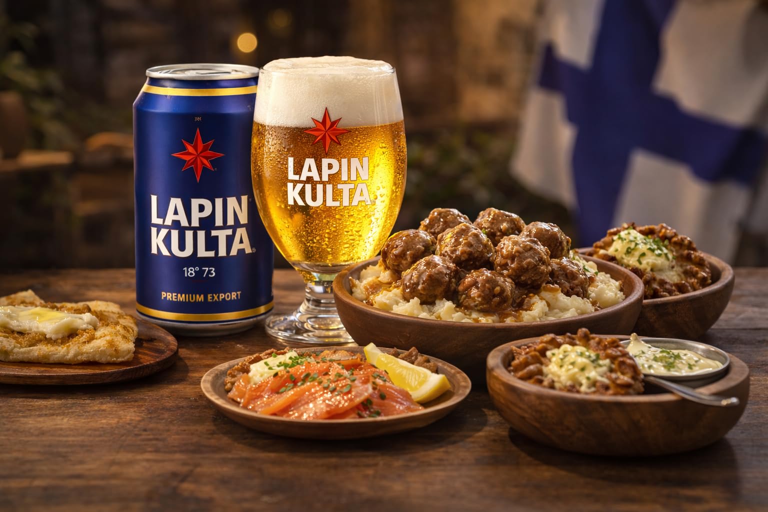 Lapin Kulta Premium Export Bier 5,2% Vol – 330ml Dose – Finnisches Premium Lagerbier aus Lappland – Mild, Goldklar & Erfrischend – Original Bier aus Finnland (12 Dosen)