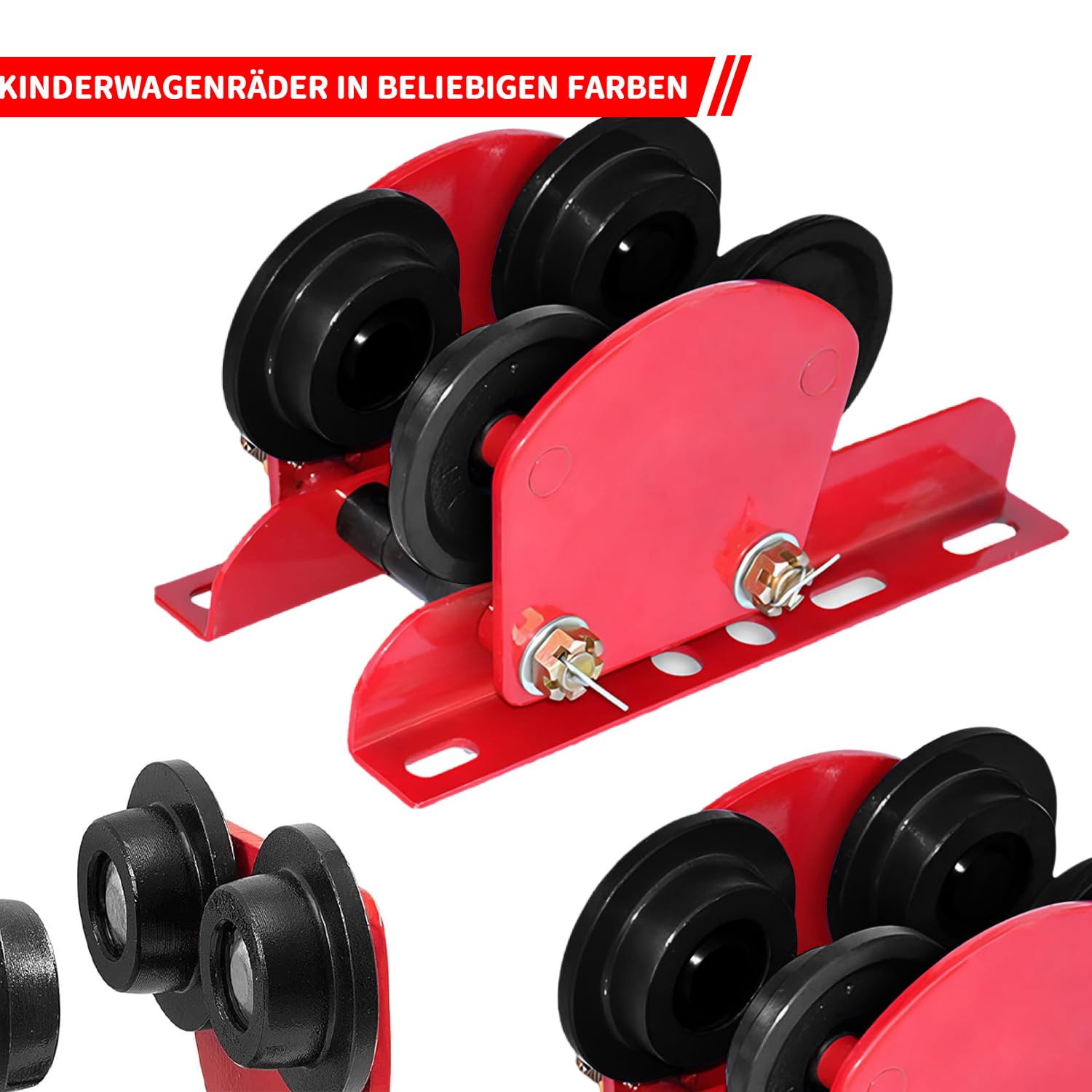 Laufkatze 0,5Tonnen Tragfähigkeit Hallenkran 68-110mm Einstellbare Breite Kran 200x210x200mm Doppelrad Design Handfahrwerk Rollfahrwerk Seilwinde Laufkatze für I- und H-Trägern Hallenkran Ladekran