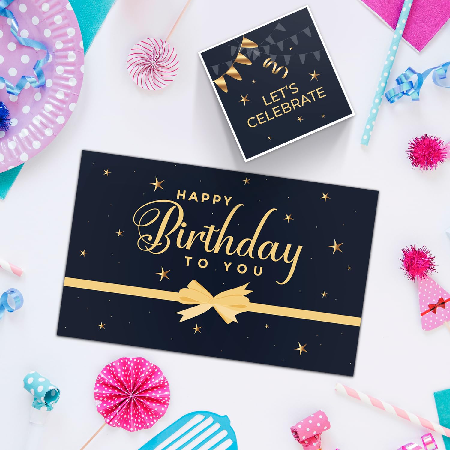 FETTIPOP 2 en 1 Boum Enveloppe Explosion Confettis Anniversaire Noir Premium 22 x 24 cm