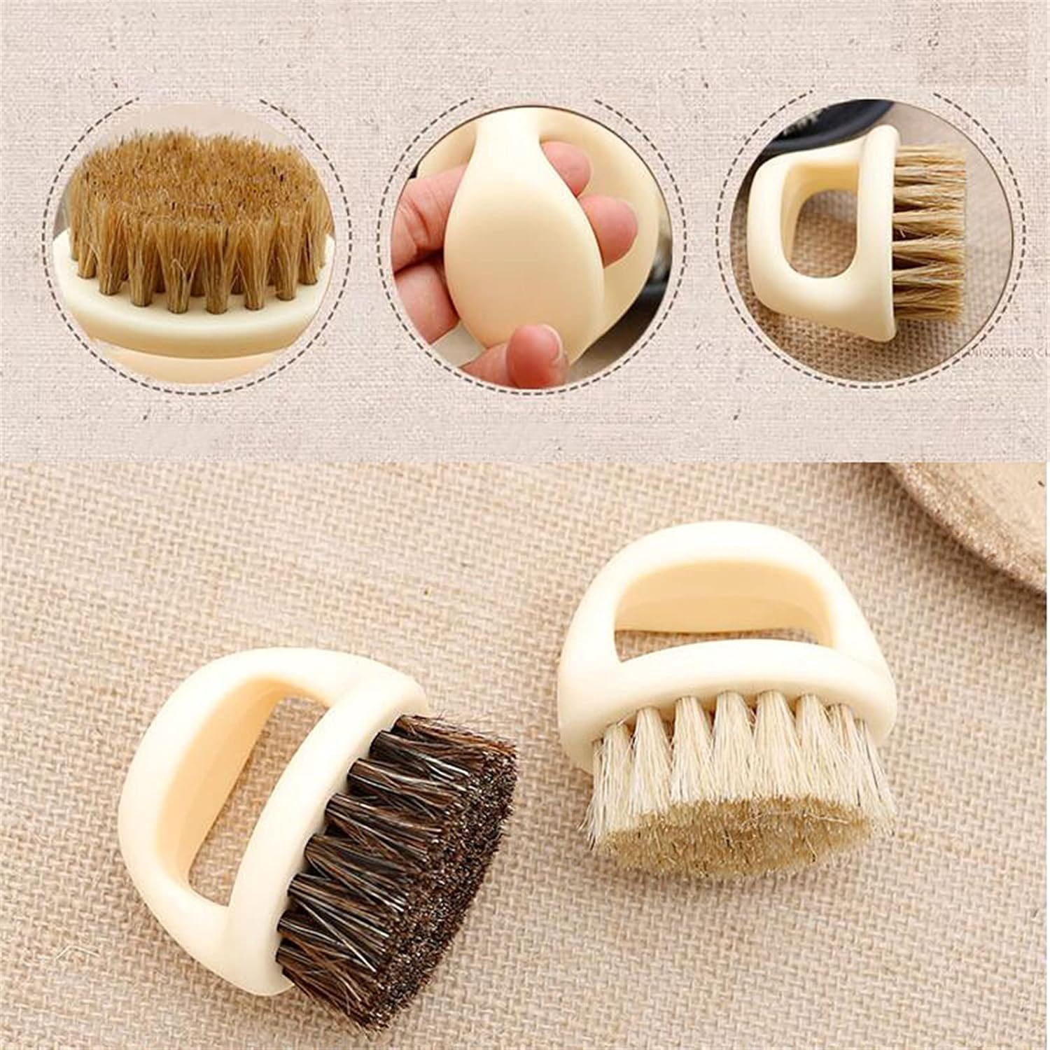 Shaving Brush, Handmade Portable Head Styling Accessories Foam Soap Beard Brush Bristle Hair Shaving Brush, 2 Pieces (Color : D)
