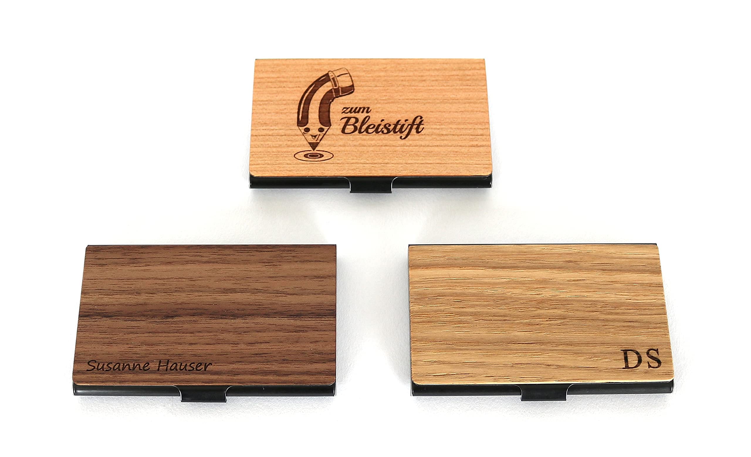 STREIFHOLZ - Visitenkartenetui aus Holz, personalisiert mit Gravur, Kartenetui für 15 Visitenkarten, Visitenkartenhalter als Geschenk für Männer & Frauen