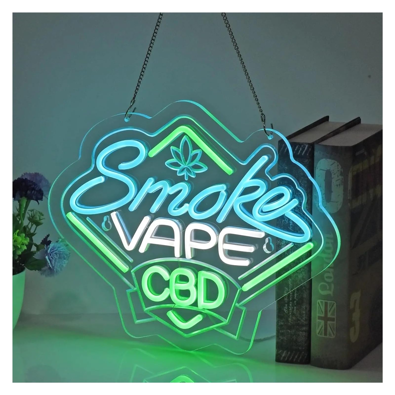 néon signe Panneau Néon"Smoke And Vape Shop"USB, Lumière LED À Intensité Variable, Pour Pub, Bar, Décoration De Vente Au Détail 38X29.5cm