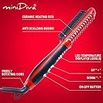 Minidiva 2-in-1 Courgeur et lisseur de cheveux avec anti-échaudage, 30s Chauffage en céramique rapide, 6 Niveaux de chaleur, Arrêt automatique, 360 Brosse de lisseur de cheveux chaude portative cordon pivotant pour la maison, Voyage (Rouge)