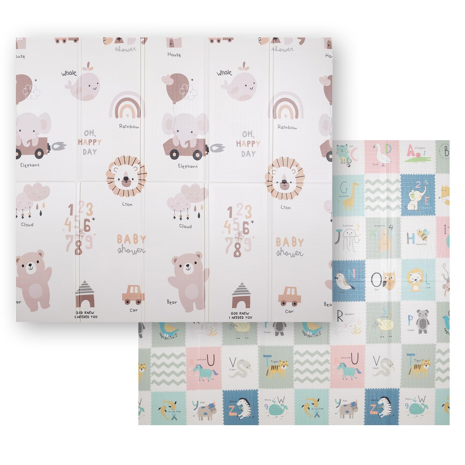 KiddyMoon Tappetino Da Gioco Per Bambini Tappeto Gattonamento In Schiuma Reversibile Pieghevole Tappeto Neonato Impermeabile Con Motivi Educativi Per Interni Ed Esterni 180X200x1cm, Marrone-Elefante