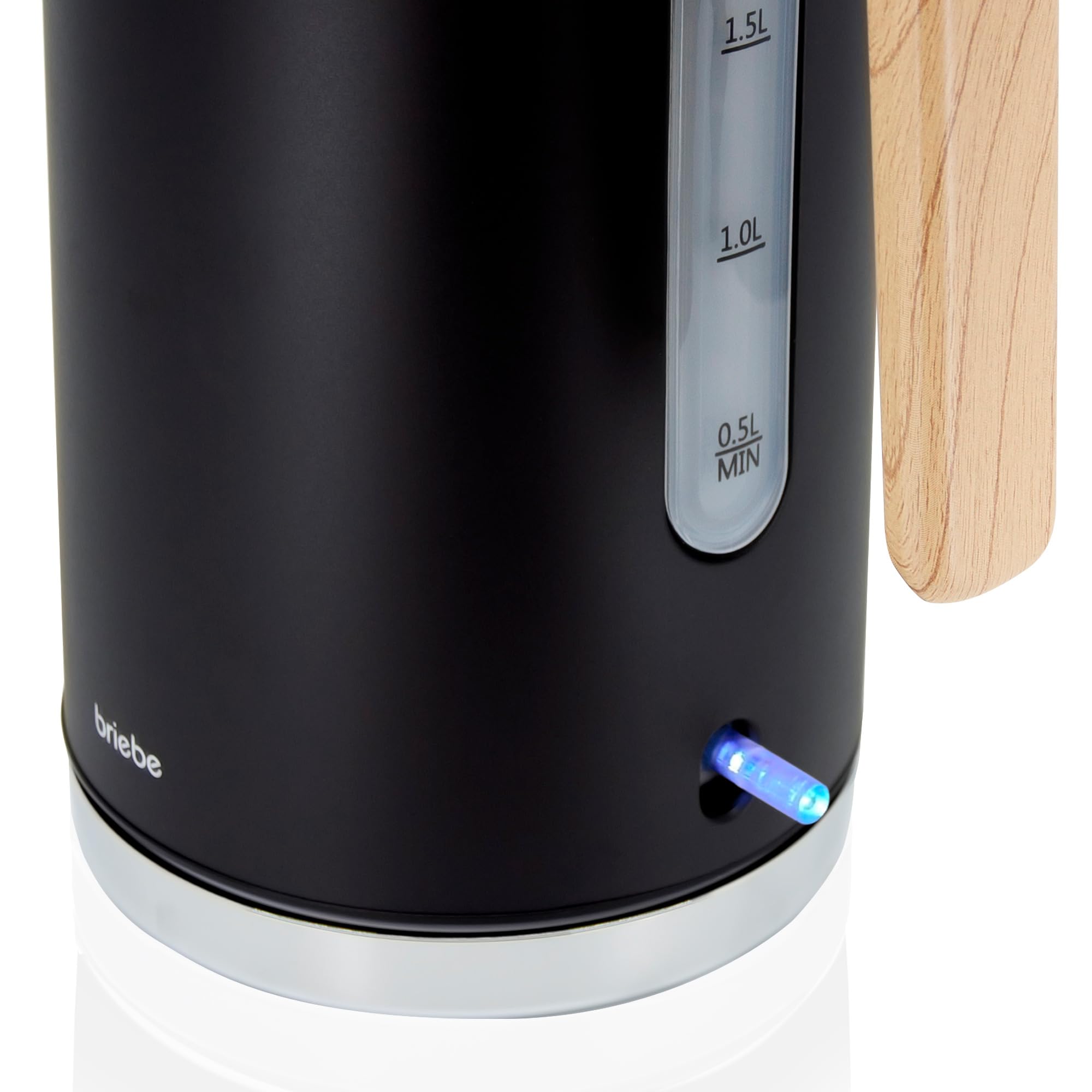 briebe Nordic Ensemble Grille Pain 2 Fentes Tranches Larges, 6 Niveaux de Dorage + Bouilloire Électrique 1,7 L sans Fil, 2200 W, sans BPA, Pack Petit Déjeuner Électroménager, Design Nordique, Noir