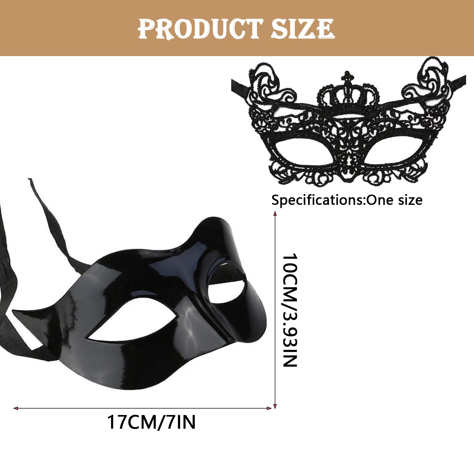 BAIYSFFG 4 PCS Costume Mask Elegant Prom Halloween Masquerade Party Mask for Couples Women and Men, Black - Image 2