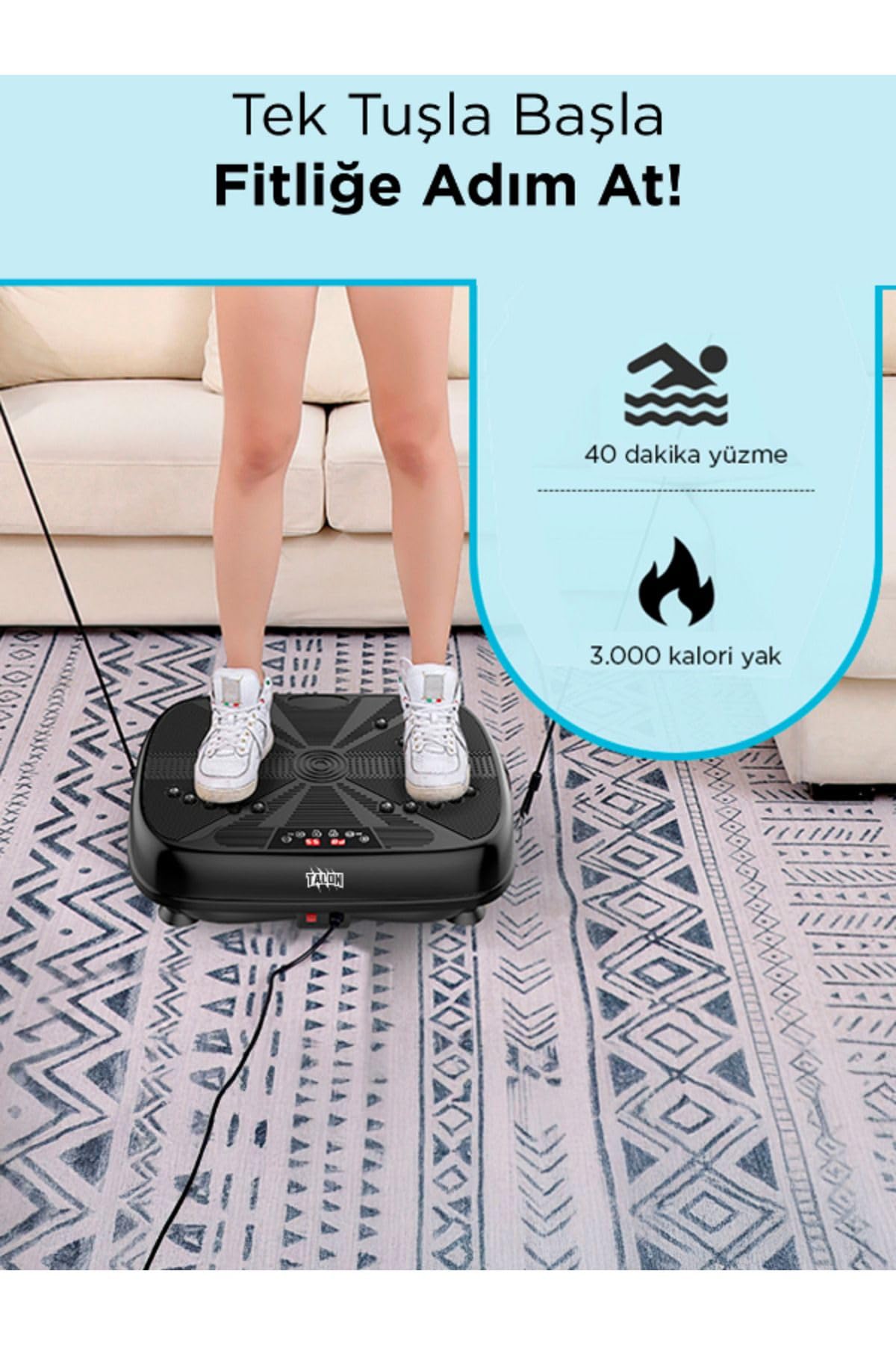 Egzersiz Aleti Yüksek Titreşimli 1-99 Seviye Hız Ayarlı Bluetoothlu Kumandalı Vibration Plate LED Ekran
