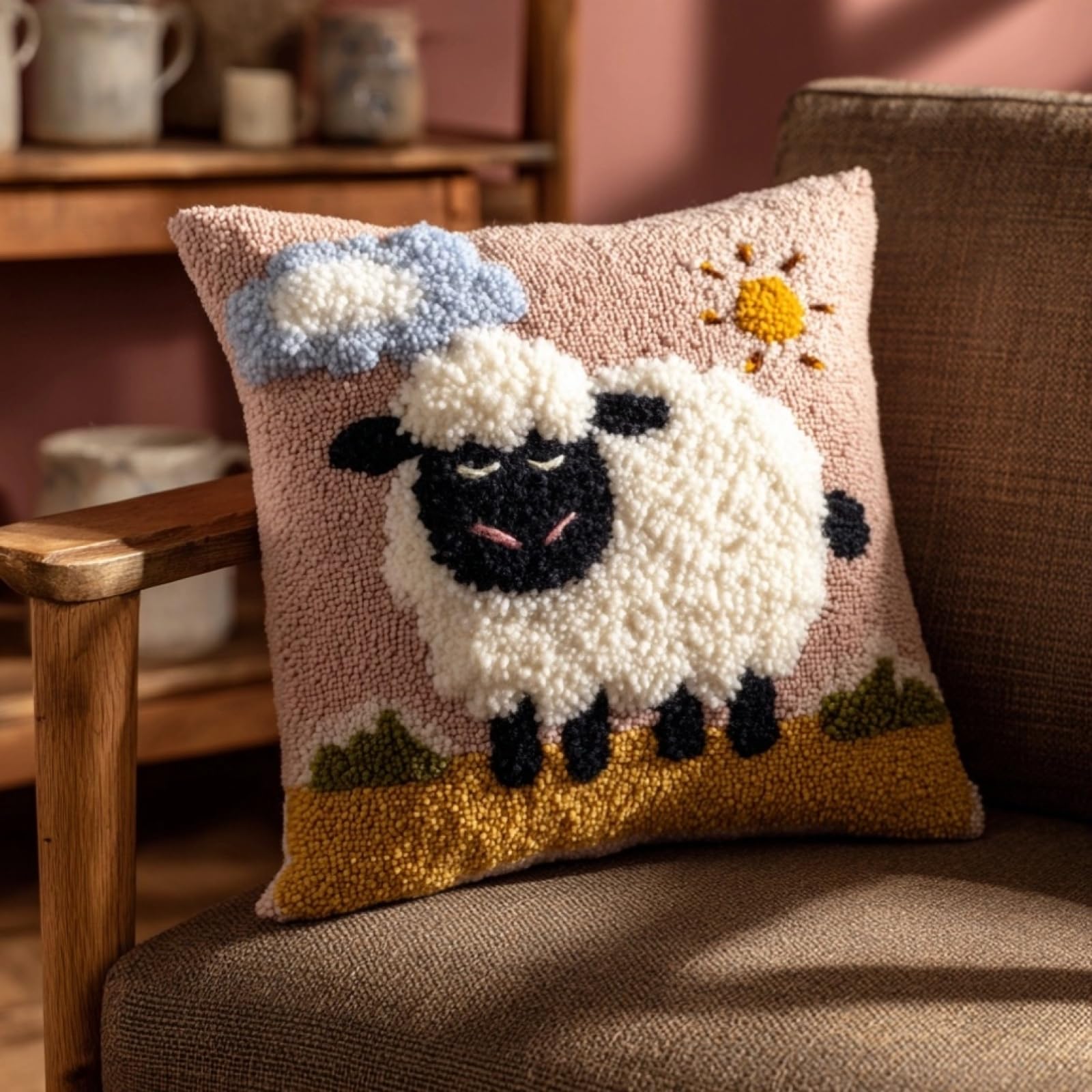 AxiangziK Pre-Printed Latch Hook Cushion Kits,Sheep