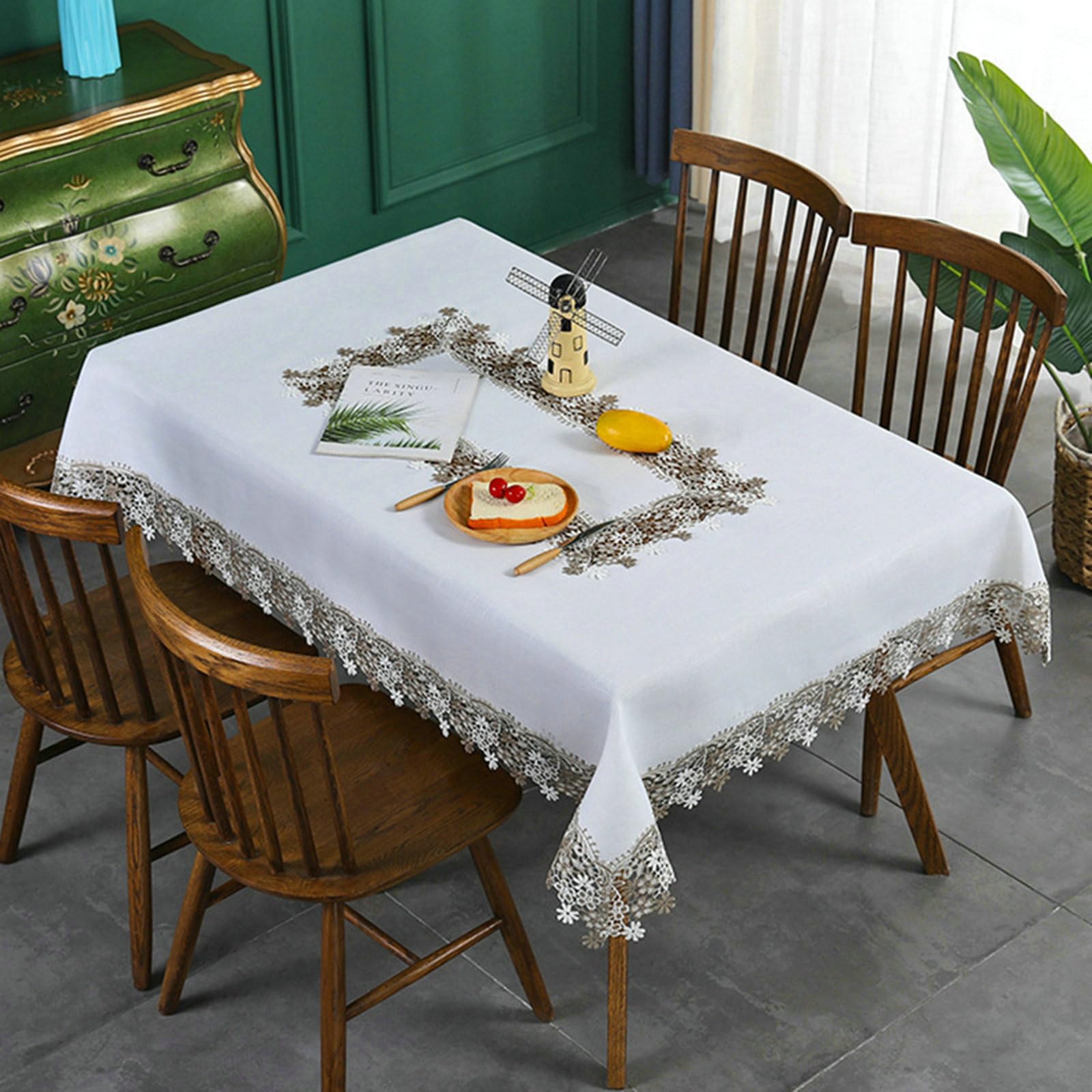 Gualiy Obrus do jadalni prostokątny 75 x 230 cm haft kwiatowy