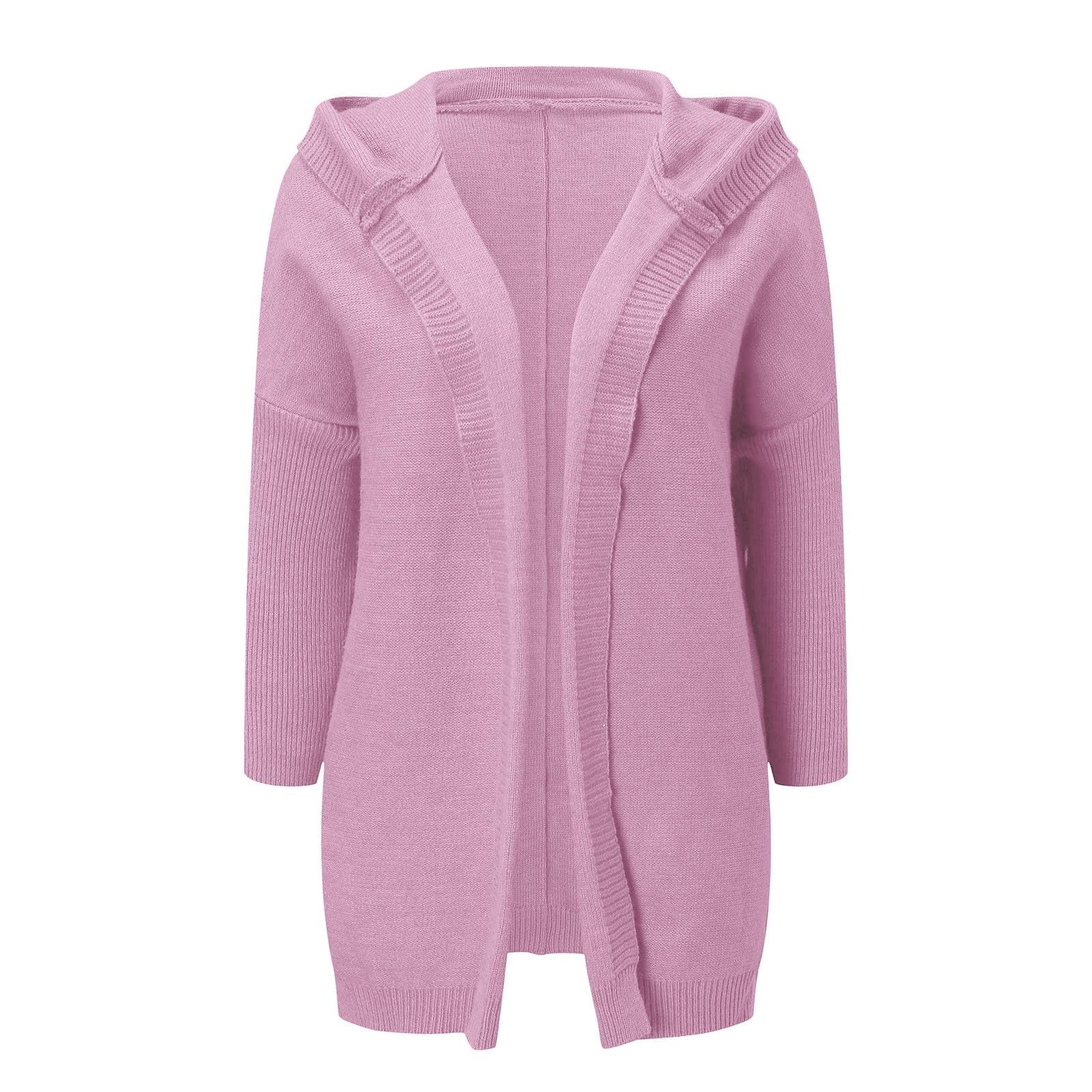 Cardigan Maille Femme, Long Gilet Femme Laine,Veste Cardigan à Capuche Ample TricotéE De Couleur Unie pour Femmes
