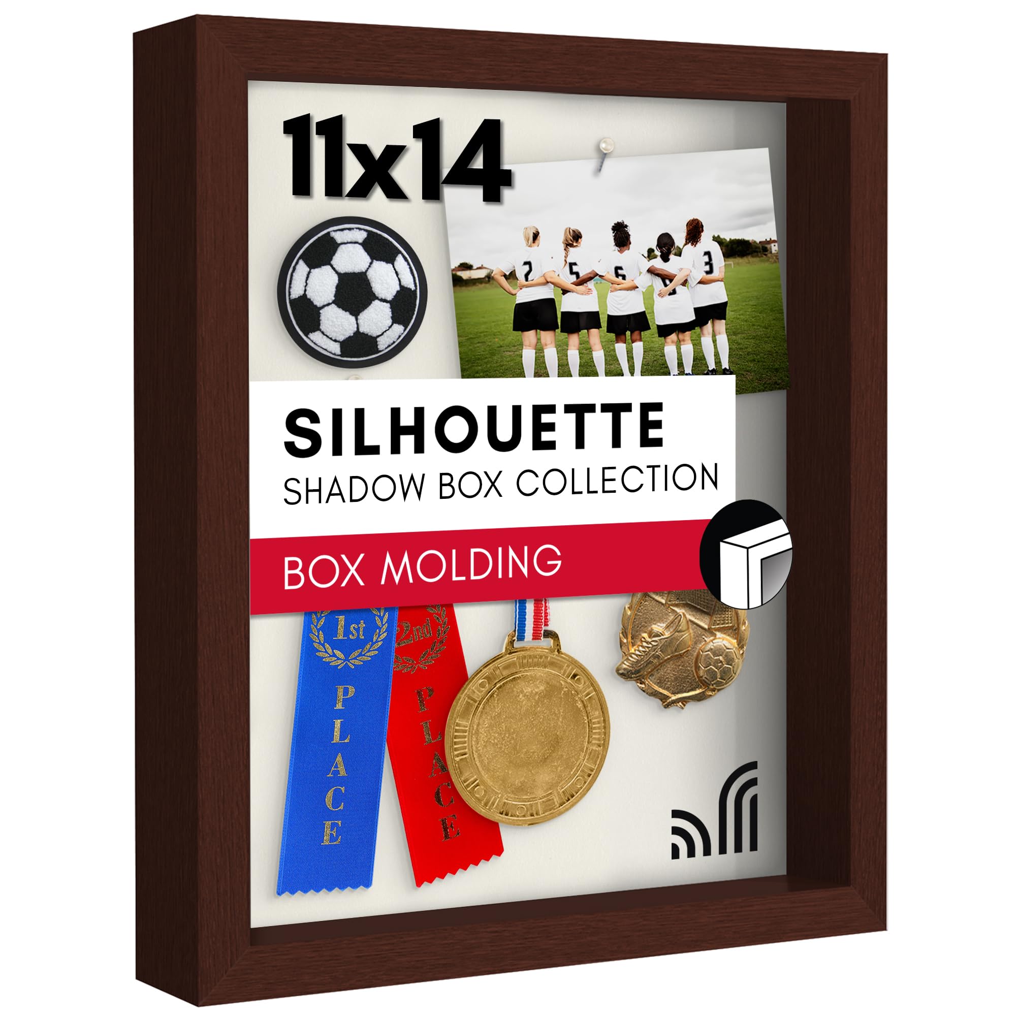 Americanflat Shadow Box Frame, Wood, Mahogany, 11x14