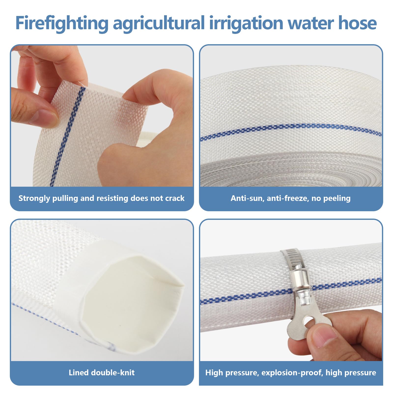Tubo in Tessuto Piatto 38 MM (Ø 1 1/2") 20 M- Tubo Ad Alta Pressione per Pompe Sommerse Pompe per Acque Luride e Irrigazione Resistente ai Raggi UV Flessibile e Durevole