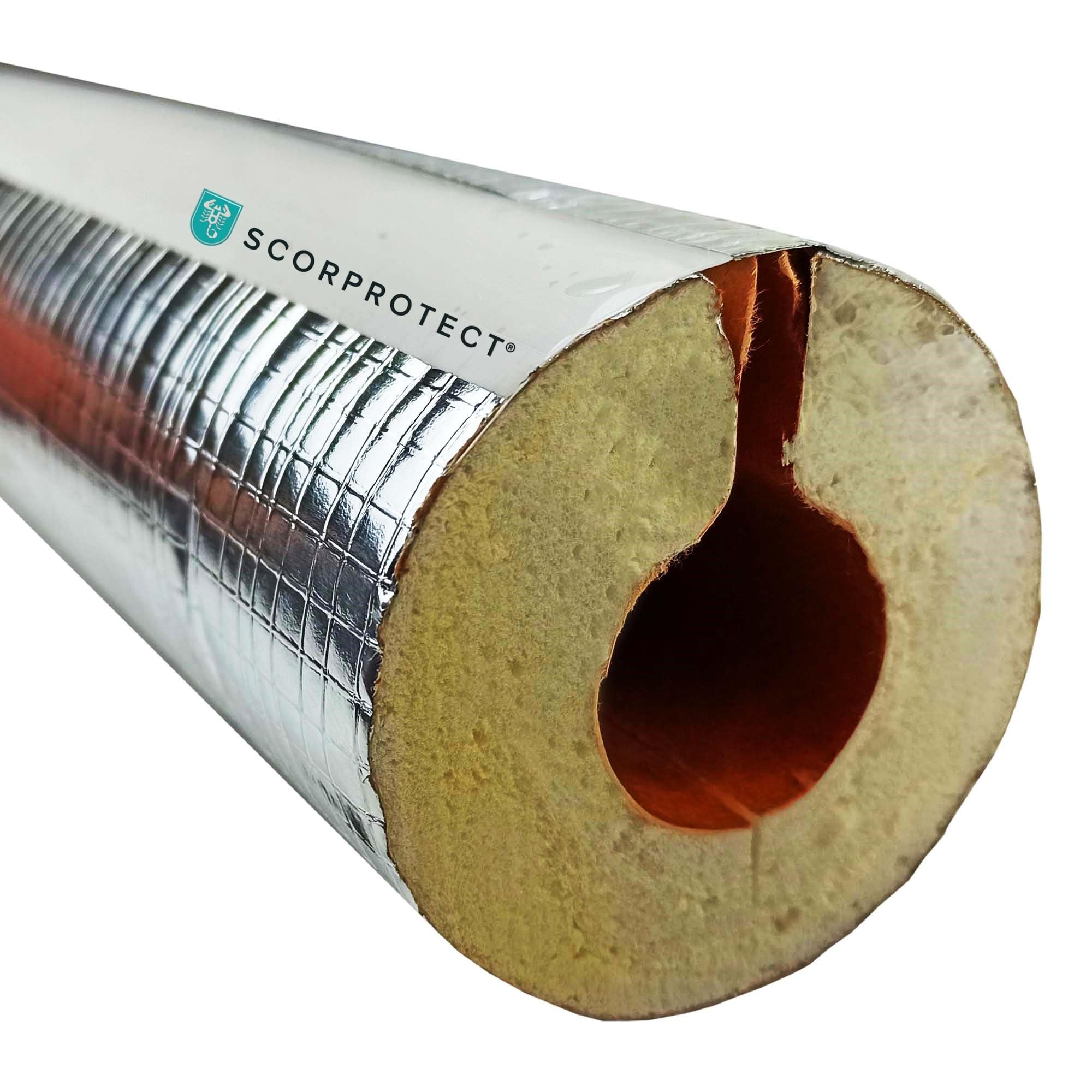 Scorprotect® voller Karton selbstklebende Alu PUR Rohrschale / Rohrisolierung mit Gewebemantel (Alu, 22 x 20 mm x 1 Meter)
