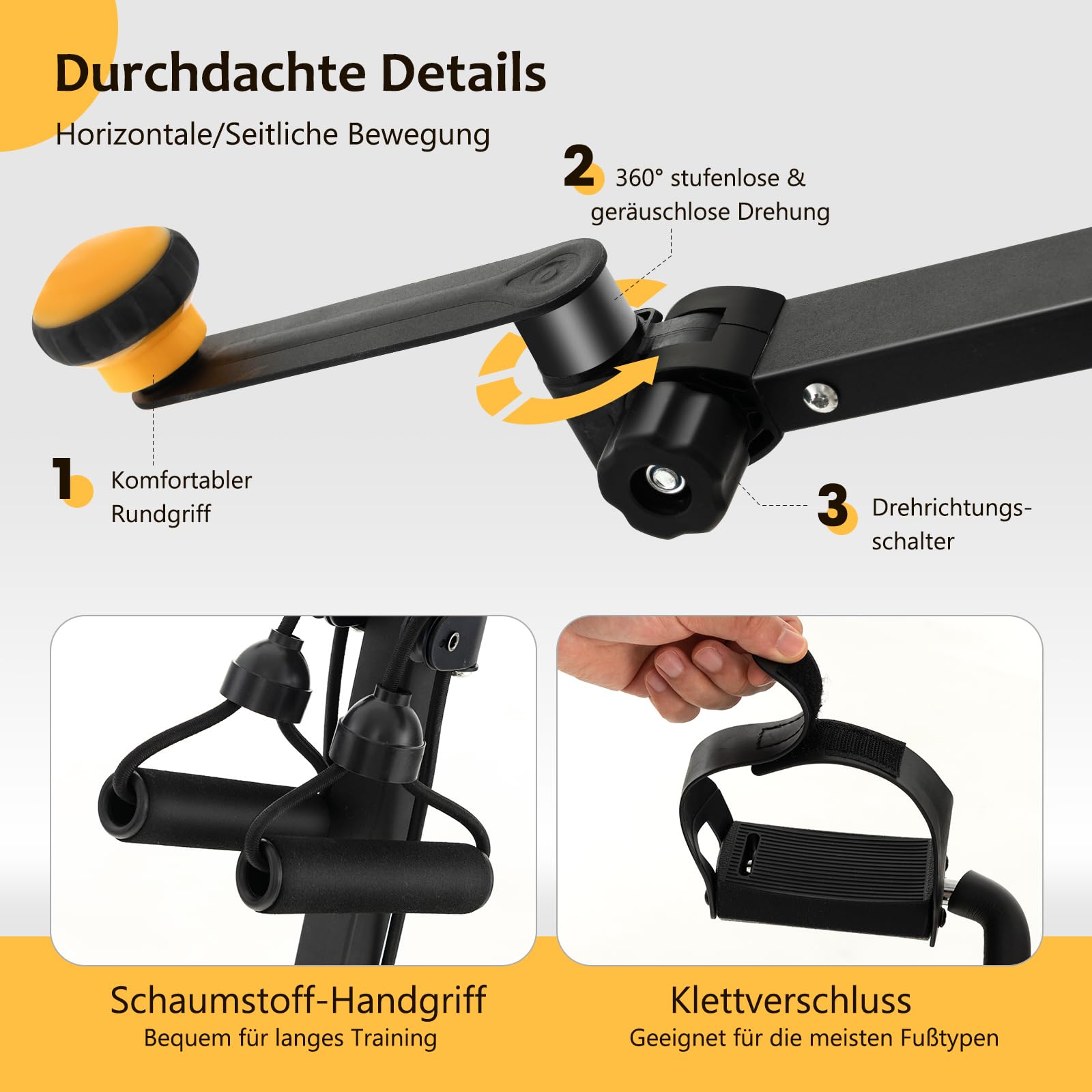 GOPLUS Pedaltrainer Senioren, Bewegungstrainer Arm- und Beintrainer mit Handgriff & Widerstand, Ergometer Heimtrainer höhen- und längenverstellbar, 43 x 53 x 73-102 cm