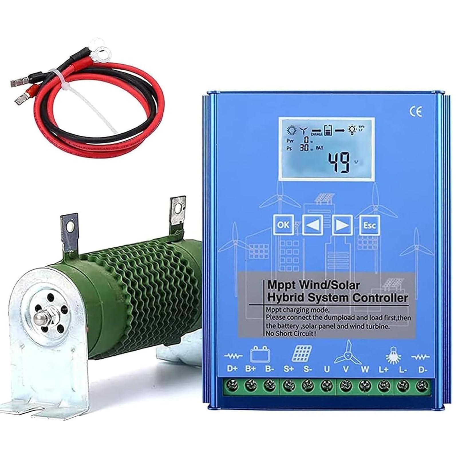 Off Grid Wind Solar Hybrydowy system ładowania 12 V/24 V/48 V kontroler MPPT wbudowany regulator rozładunek maks. 8000 W do turbin wiatrowych paneli słonecznych