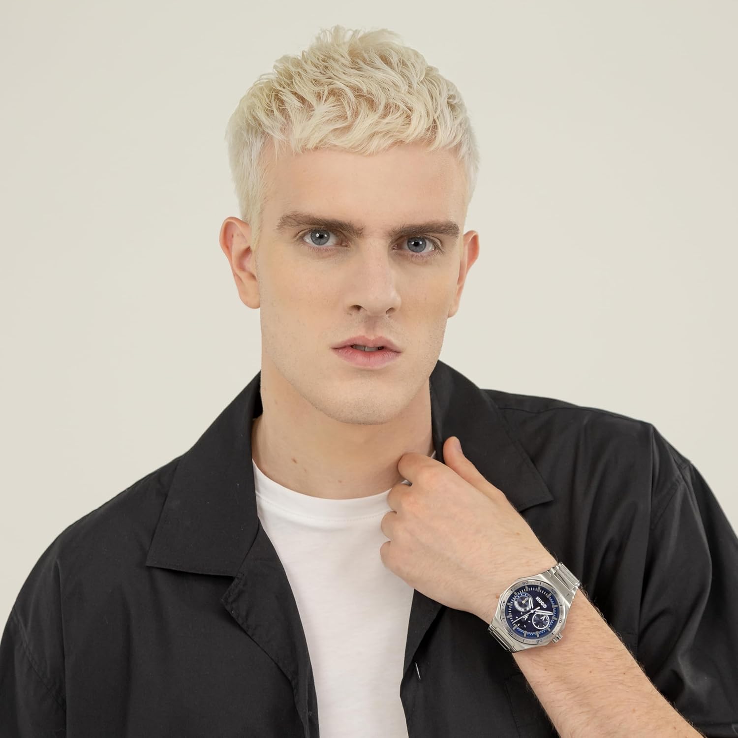HUGO Men's #Grail Sport Watch – 44mm Stainless Steel Case, Multifunction Movement, Bold Design, Quartz Accuracy, Sporty and Dynamic Style - Gift for Him