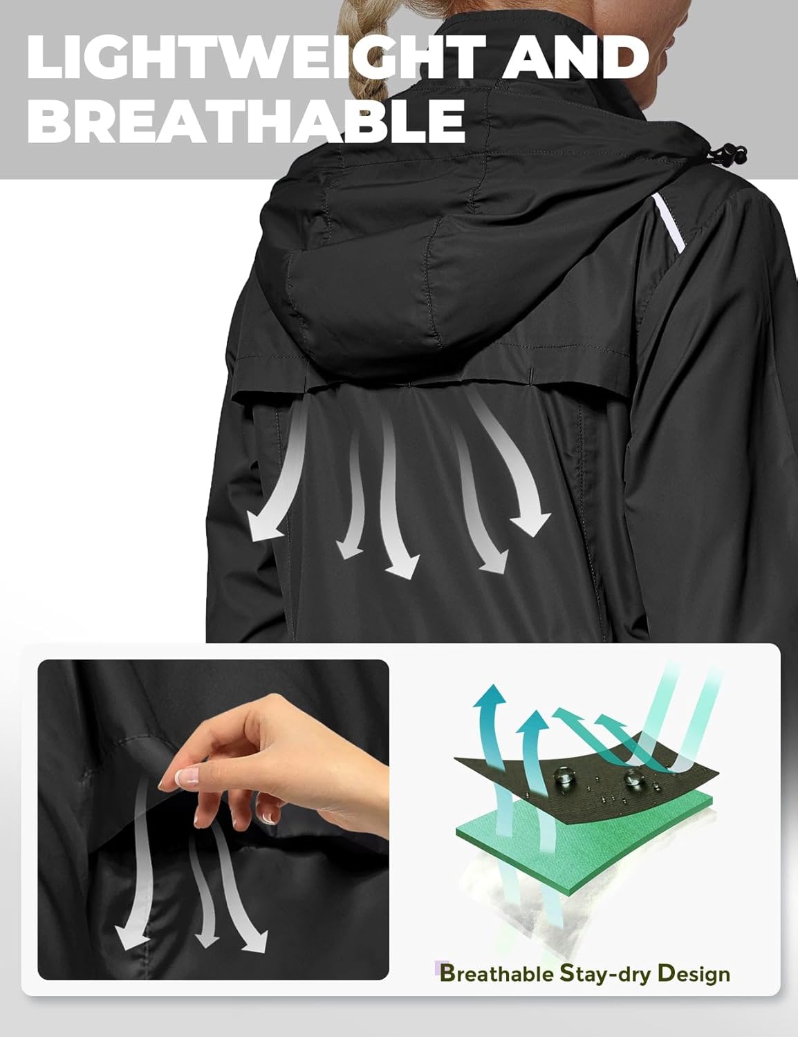 FitsT4 Sports Women's Cycling Running Jackets Lightweight Windproof Bike Windbreaker Reflective with Hooded - Image 6