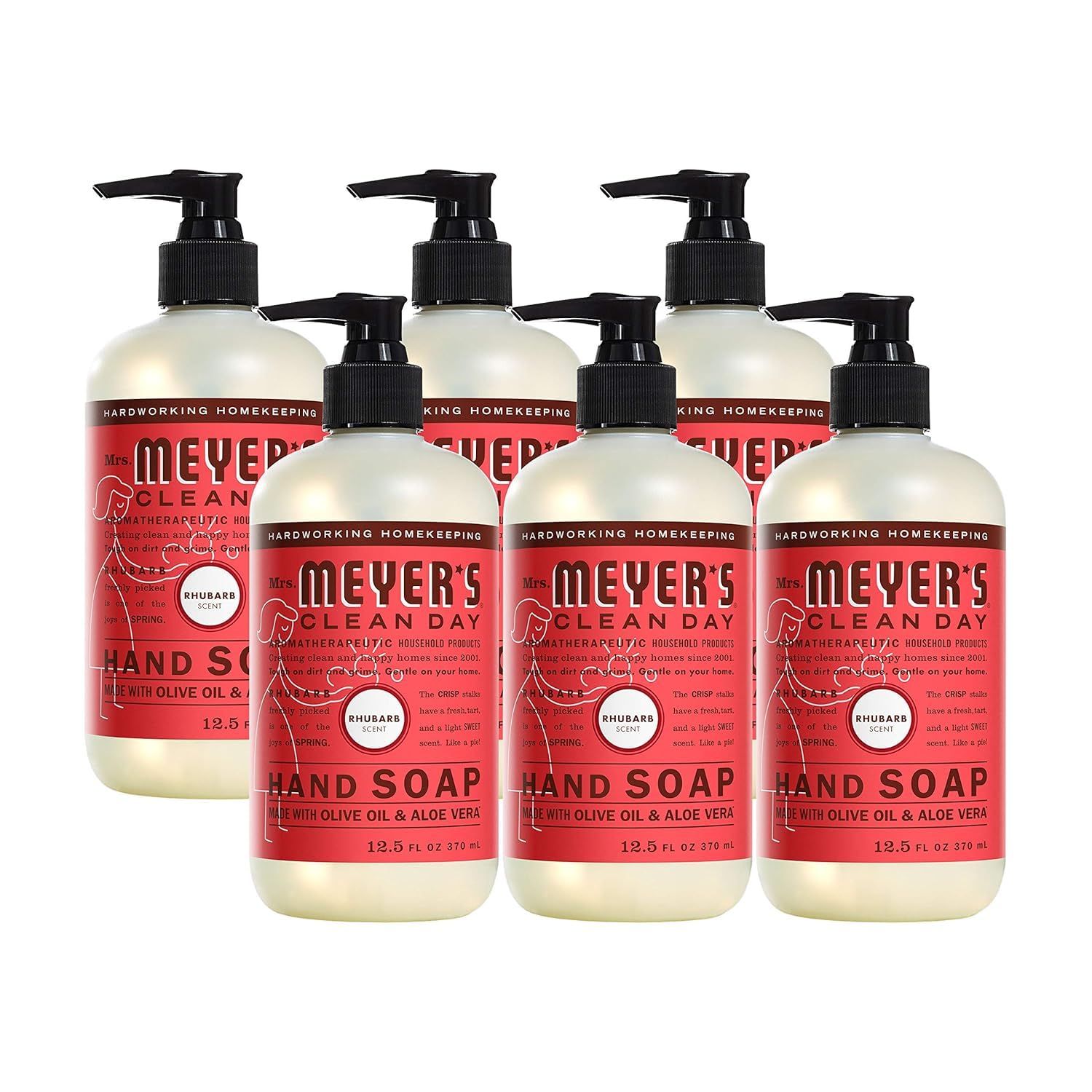 Mrs. Meyer's Hand Soap, Made with Essential Oils, Biodegradable Formula, Rhubarb, 12.5 fl. oz - (Pack of 6)