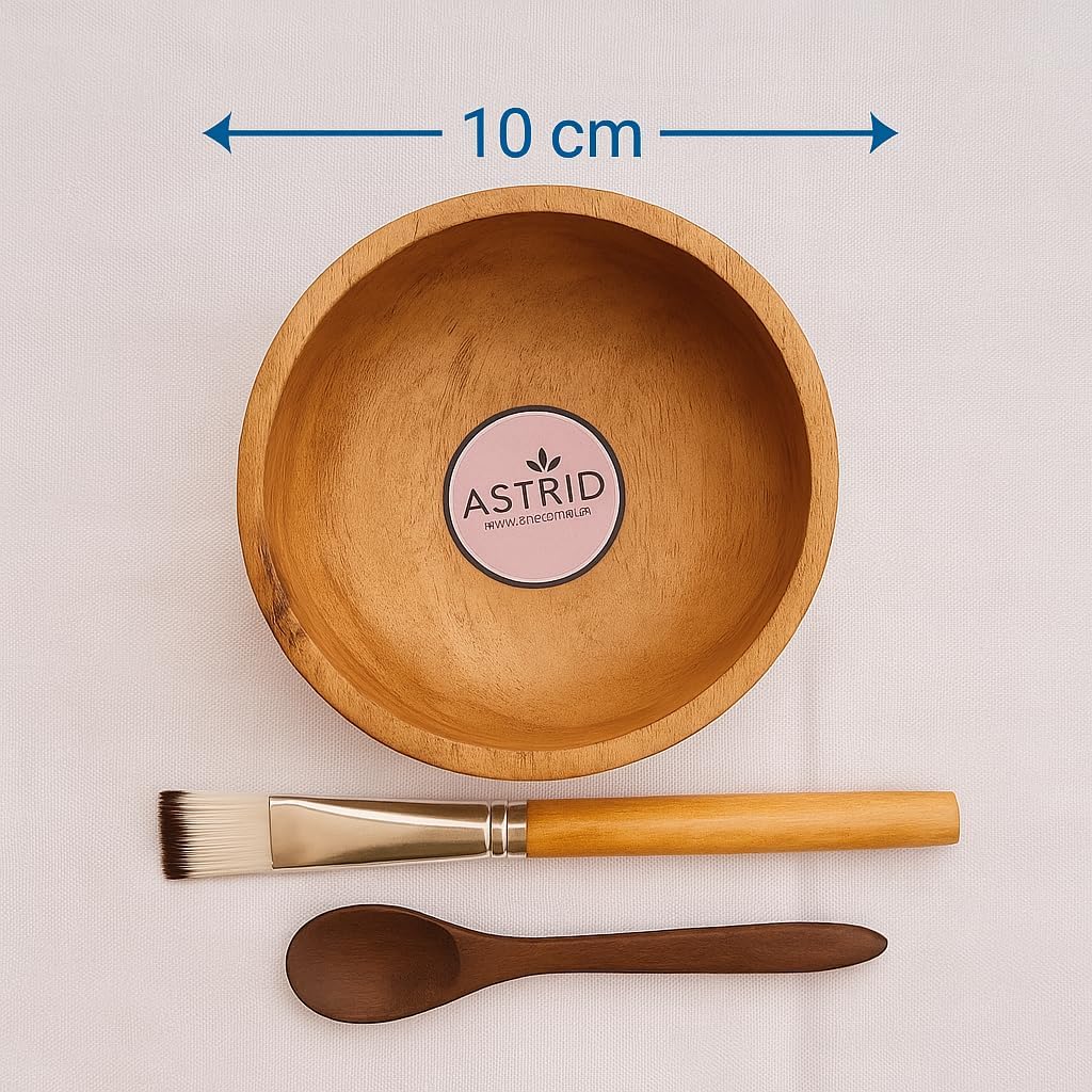 Astrid Skincare Wooden Bowl, Spoon and Brush Set, Face mask Mixing Bowl, Skincare Gift Set