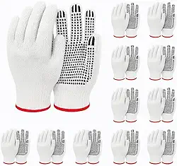 Kit 12 Pares de Luvas de Malha Pigmentada Branca – Proteção, Conforto e Segurança para Trabalho e Uso Geral