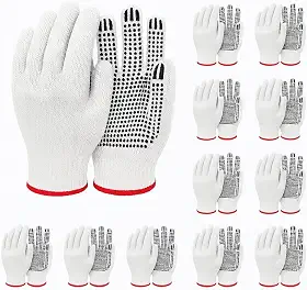 Kit 12 Pares de Luvas de Malha Pigmentada Branca – Proteção, Conforto e Segurança para Trabalho e Uso Geral