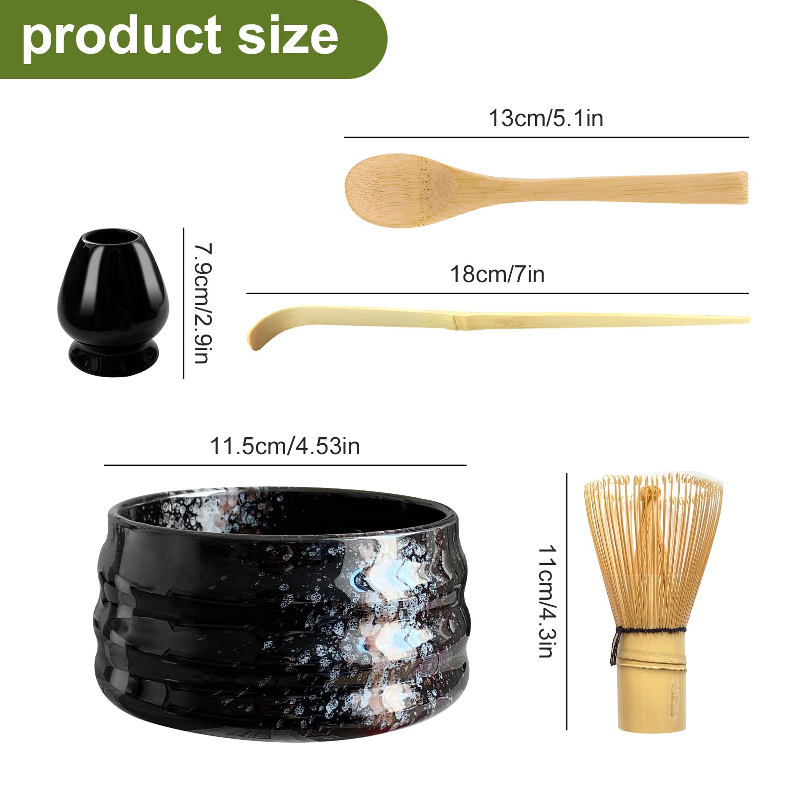 Ensemble de kit Matcha, Ceramic Matcha Whisk, Comprend Matcha Bowl avec Matcha Whisk Porters, Bamboo Witch et Bamboo Scoop élégant réutilisable pour les amateur thé matcha
