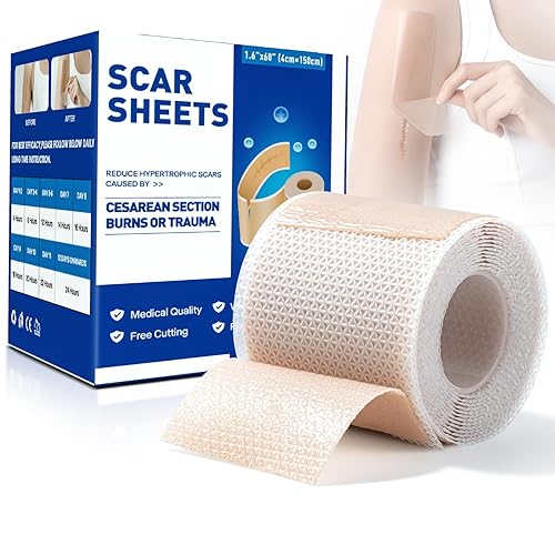 Hojas de silicona para cicatrices, cinta de silicona de grado médico (rollo de 1.6 x 60 pulgadas - 4.9 ft), cinta para cicatrices quirúrgicas,