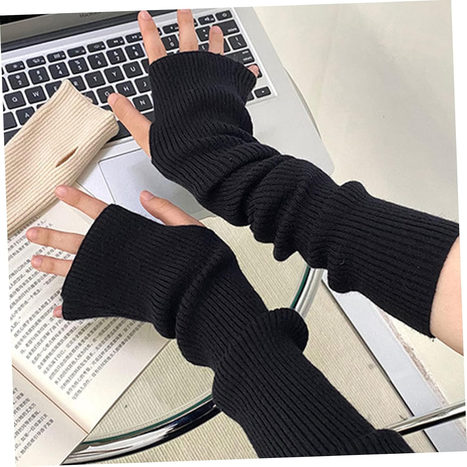 1pair Warm Arm Warmers for Women Knitted Arm Sleeves Half-finger Design for Comfort and Durability for Cold Weather Activities Great for Holidays