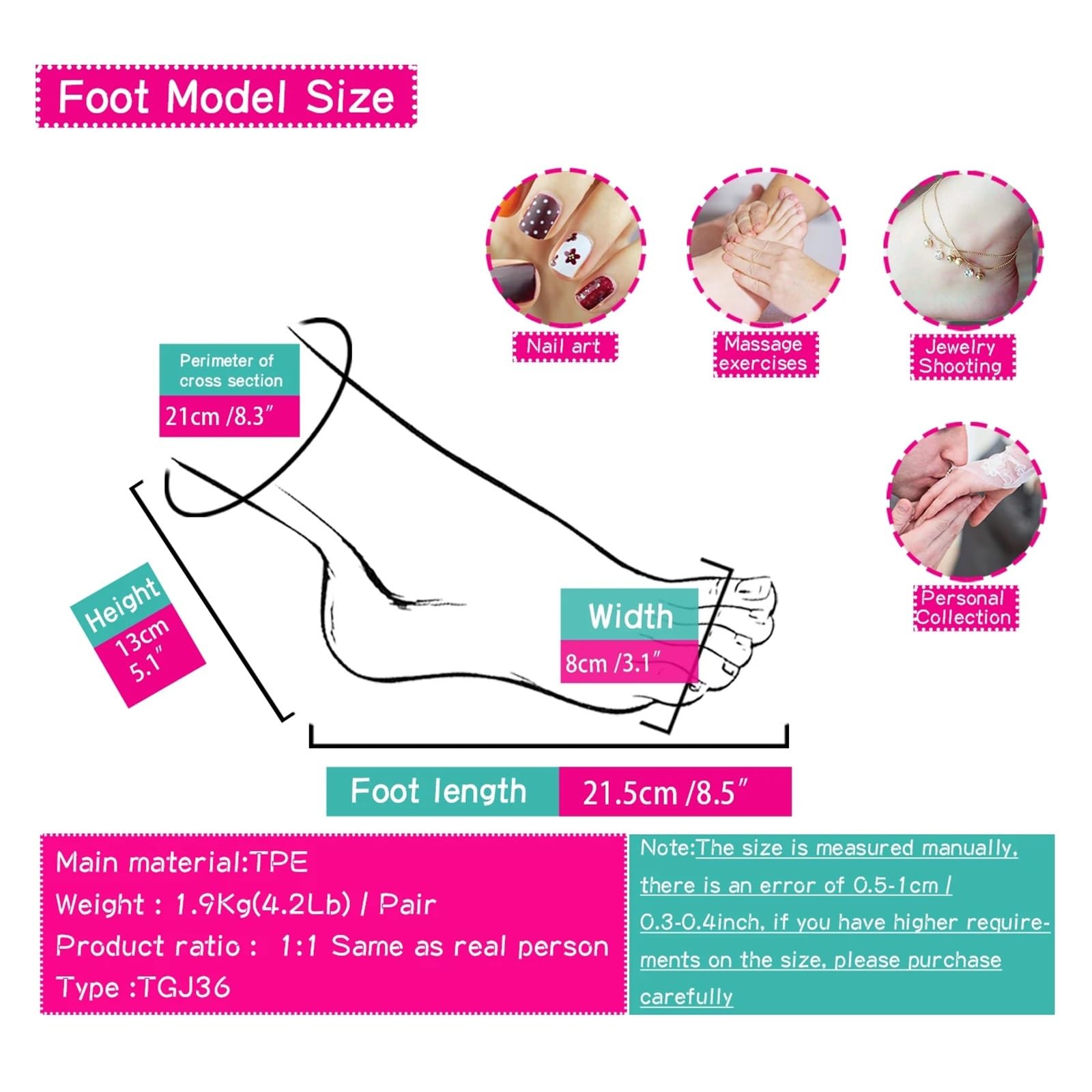 Seksowny Model stopy dorosła kobieta strzelanie rekwizyty fetysz stóp symulacja płynnego silikonu miękkie podeszwy nagie palce TGJ36(Toes No Bone,1 Pair foot)