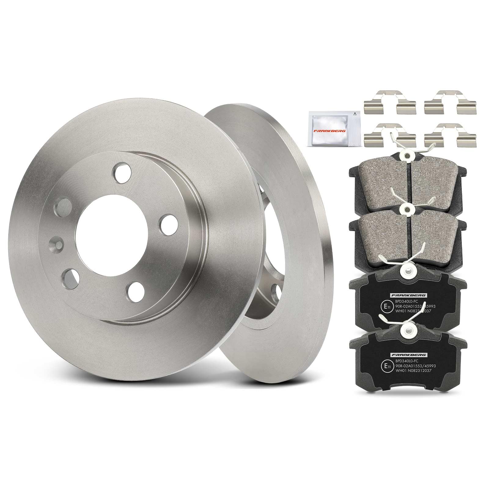 Frankberg Bremsensatz inkl. 2x Bremsscheiben + 4x Bremsbeläge Hinten Kompatibel mit Golf IV 1J1 Polo 6C1 6R1 Fabia II 542 Polo 9A 9N Replace# 1J0698451C,1J0698451B