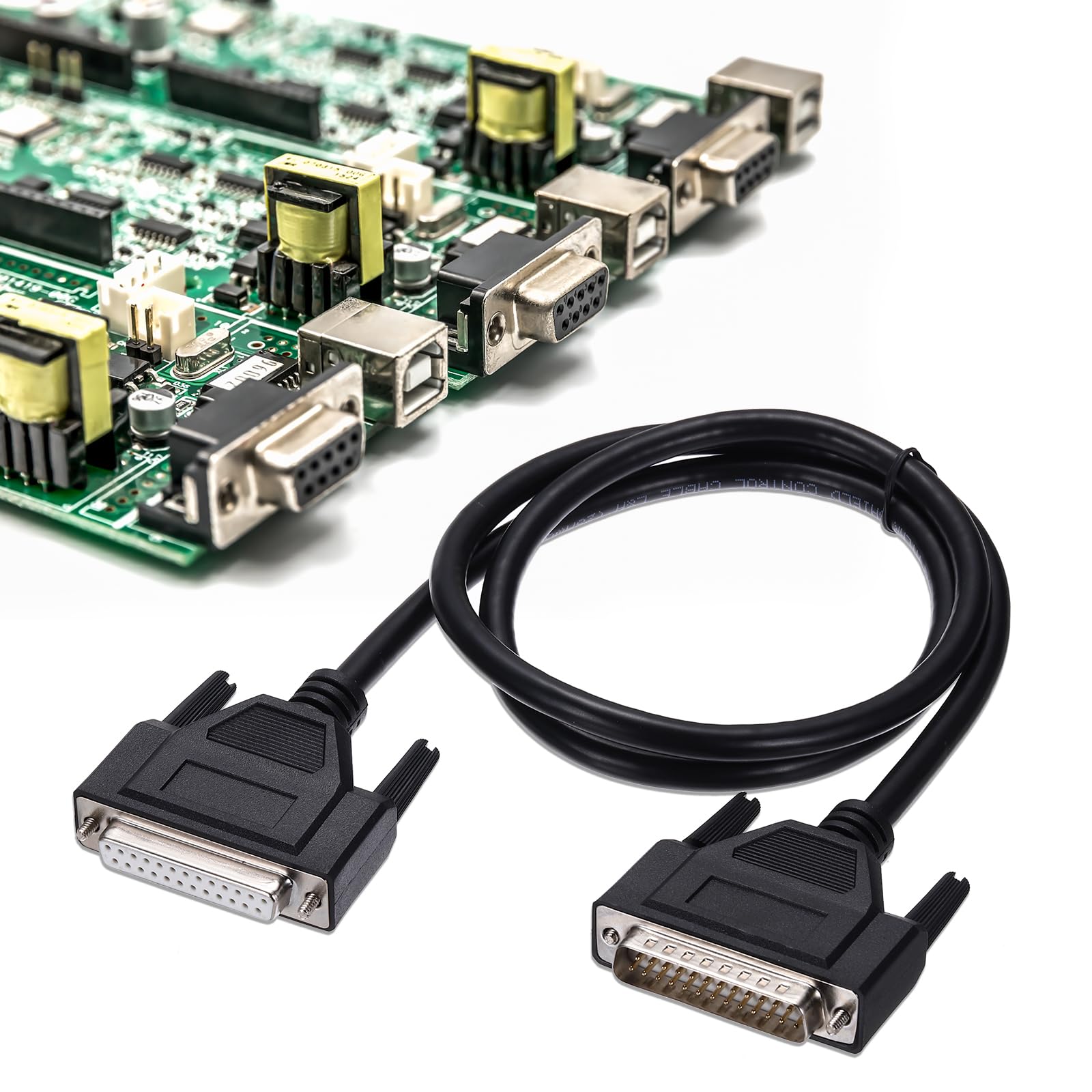 QUARKZMAN Cable Serial DB25, 28AWG Con Blindaje De Aluminio DB25 Macho A Hembra Cable Serial Directo Para Comunicación De Datos, 3.3 Pies