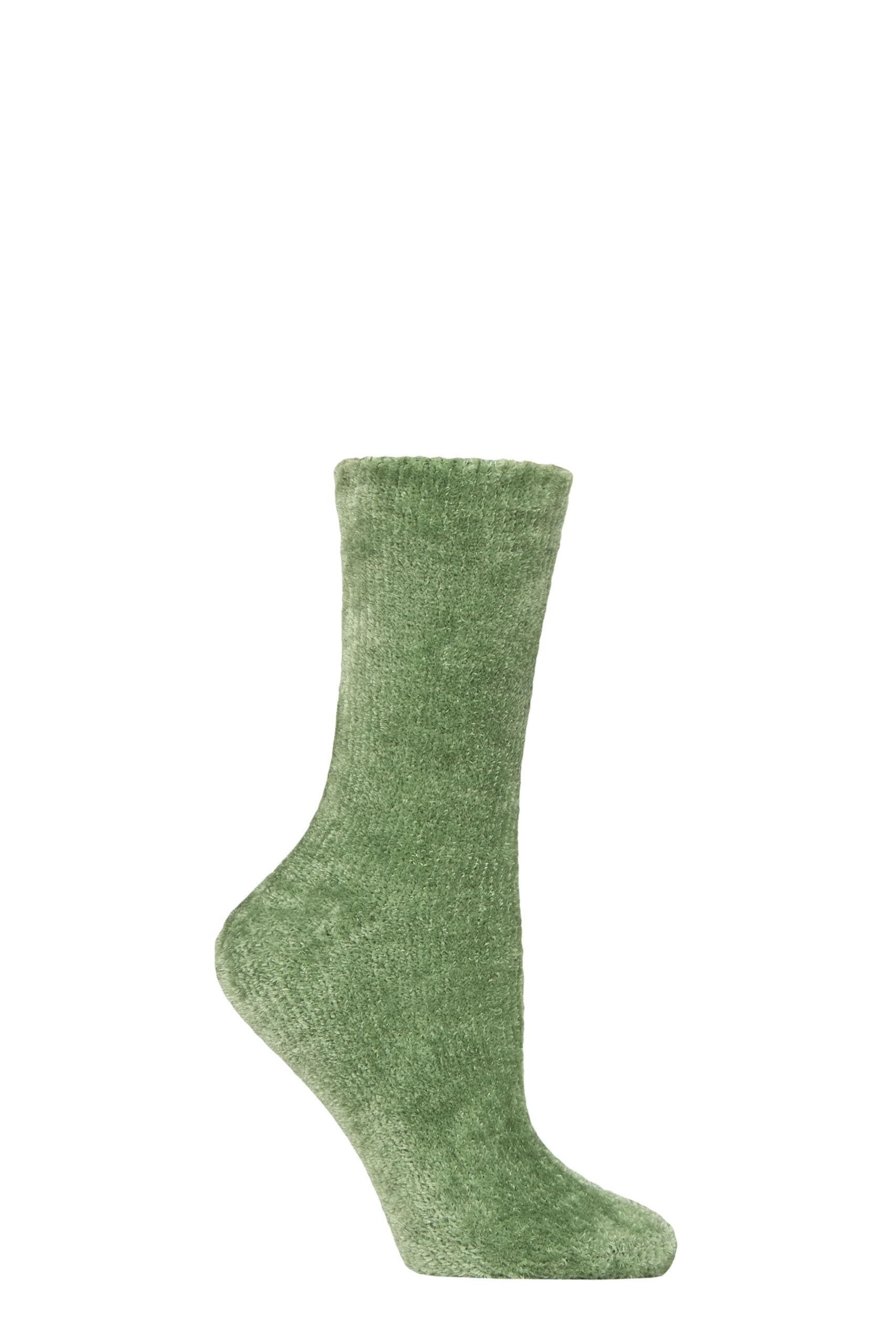 Elle Women's Sage Green ’S Gift Boxed Socks - Cosy, Soft & Silky Chenille Lounge Socks, Plain, Gift Idea, Present For Christmas 1 Pair Size 4-8 (Uk, Numeric, 4, 8, Regular, Regular, )
