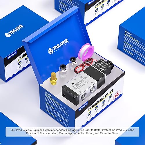 Miniatura 115 de TAILONZ PNEUMATIC Válvula solenoide de 1/4 "NPT 4V210-08 DC12V sola bobina accionada por piloto eléctrica 2 posiciones 5 vías Tipo de conexión Caja