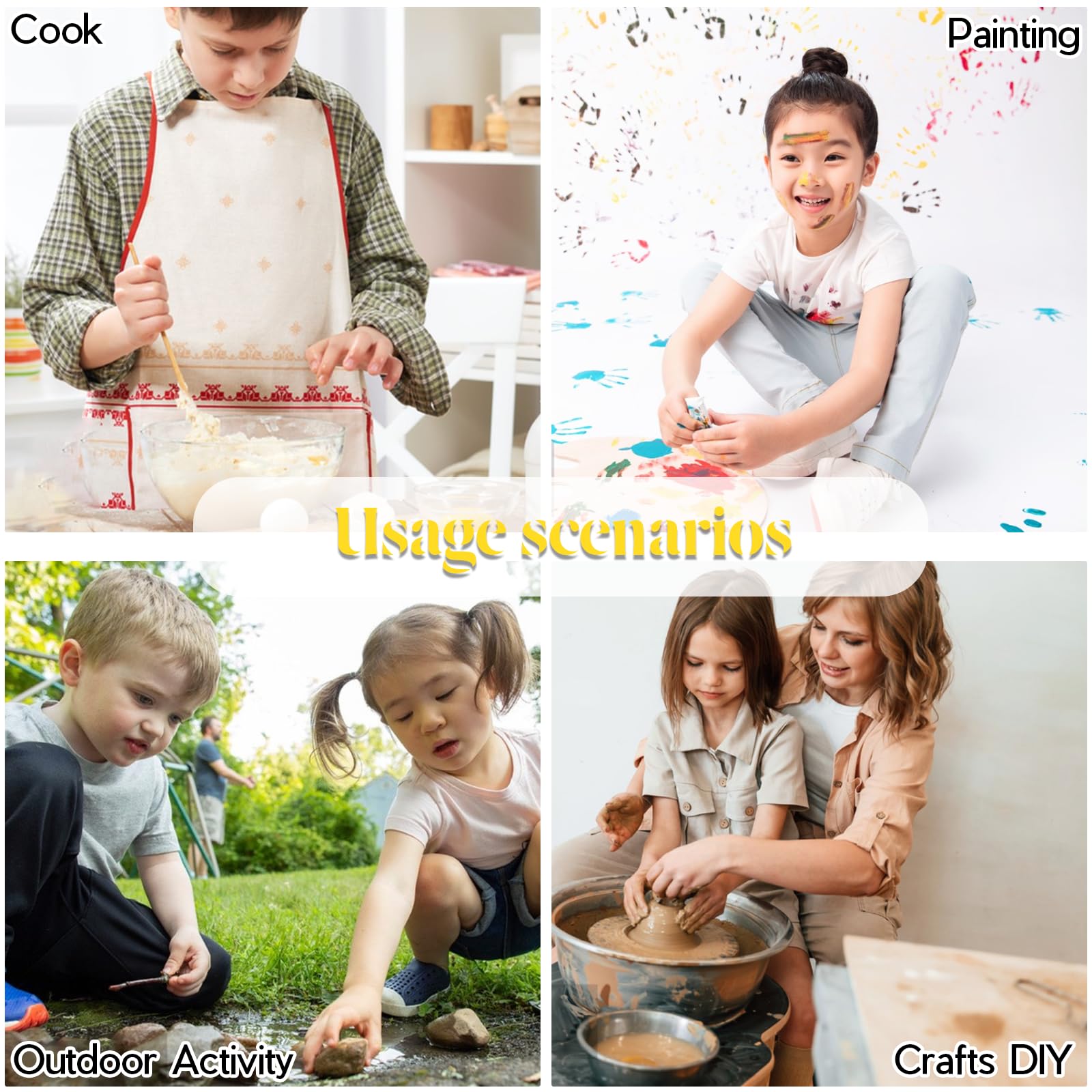 KASURE Kids Art Aprons for Painting 2Pcs Waterproof Childrens Apron With Large Pockets - Image 4