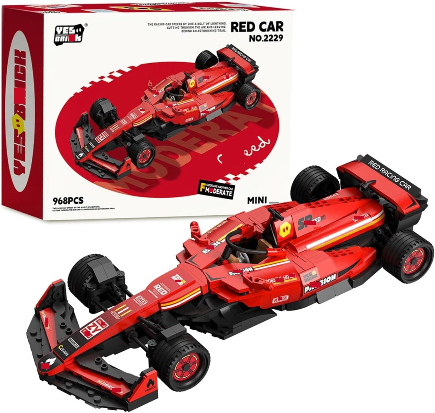 HTLNUZD New F1 Racing Building Blocks Formula Sport Car Mini Bricks for Adults, Racing Decor & Collection Gifts (Red-968 PCS)