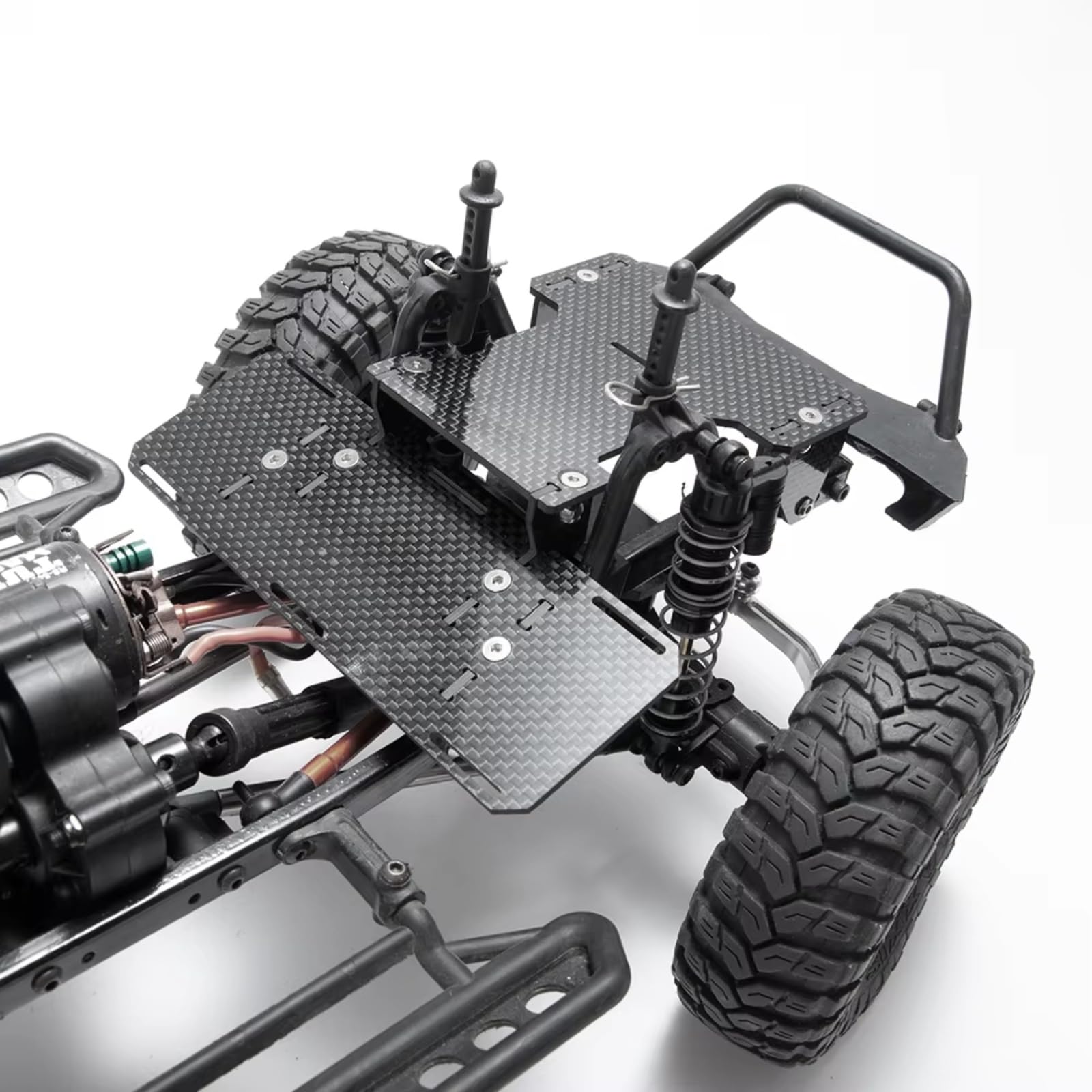 Compatible con Axial para SCX10 1/10 RC Coche Piezas Upgrade Panel Montaje Delantero Batería Patrón Fibra Carbono Maquetas