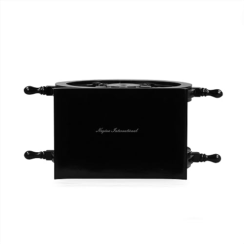 Miniatura 5 de Nagina International Taburete de madera artesanal náutico negro de Pirate's  Decoración del hogar Muebles de mesa con ruedas de barco (grande)