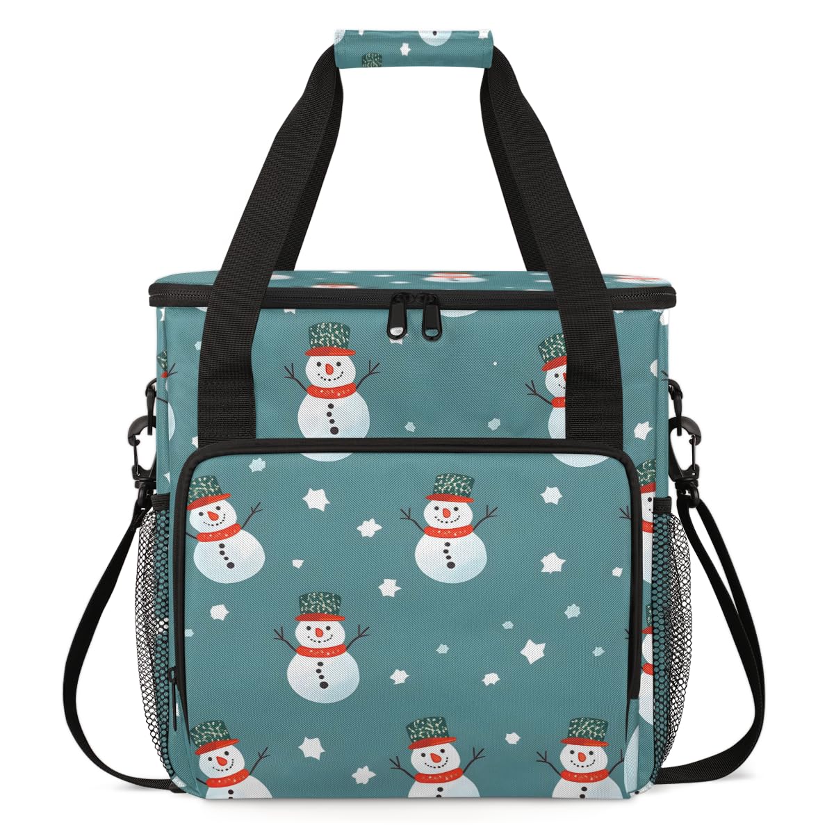 Cute Snowman Coffee Maker Carrying Bag, Christmas Snowman Travel Storage Bag Compatible with K-Mini or K-Mini Plus, Single Serve Coffee Brewer Carrying Case with Multiple Pockets & Shoulder Strap