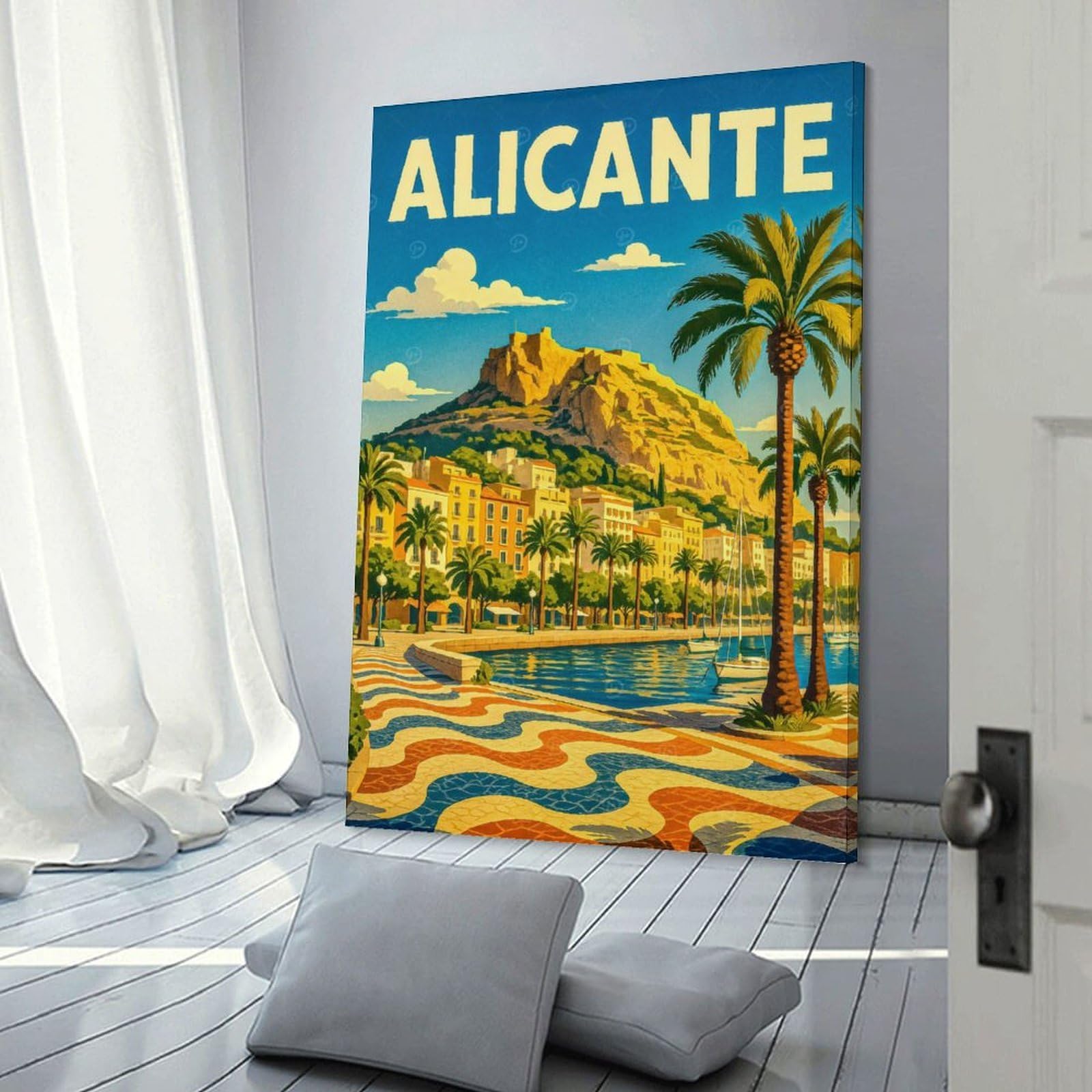 Junmoney Canvas Wall Decor Alicante Travel, 08x12inch(20x30cm), for Gallery Wall Layouts in Home Or Office, Home Wall Art for Statement Displays