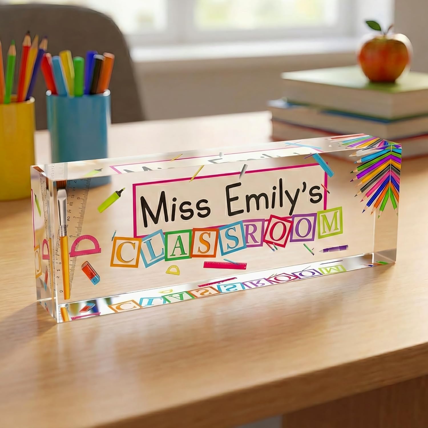 Artblox Acrylic Name Plate, 8'' x 2.5'', Personalized Teacher Desk Sign, Modern Signage - Image 3